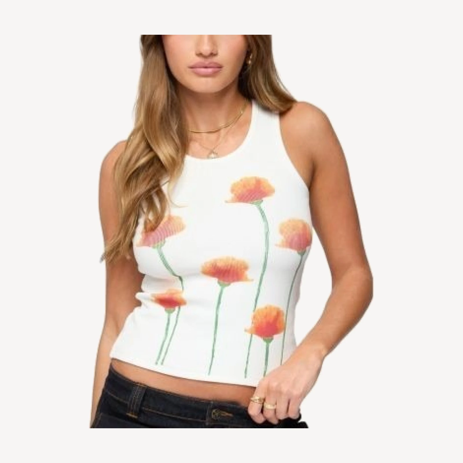Edikted Wild Flowers Ribbed Tank Top
