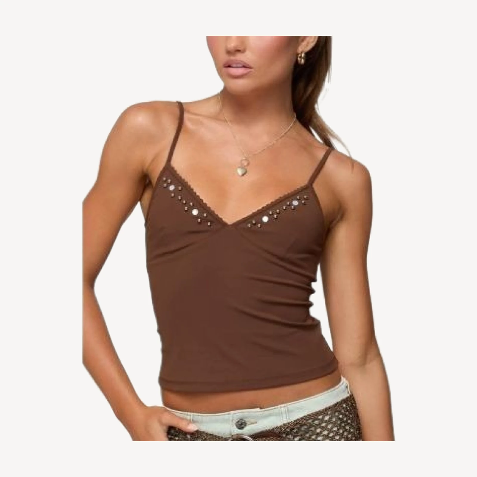 Edikted Holland Bead V Neck Tank Top