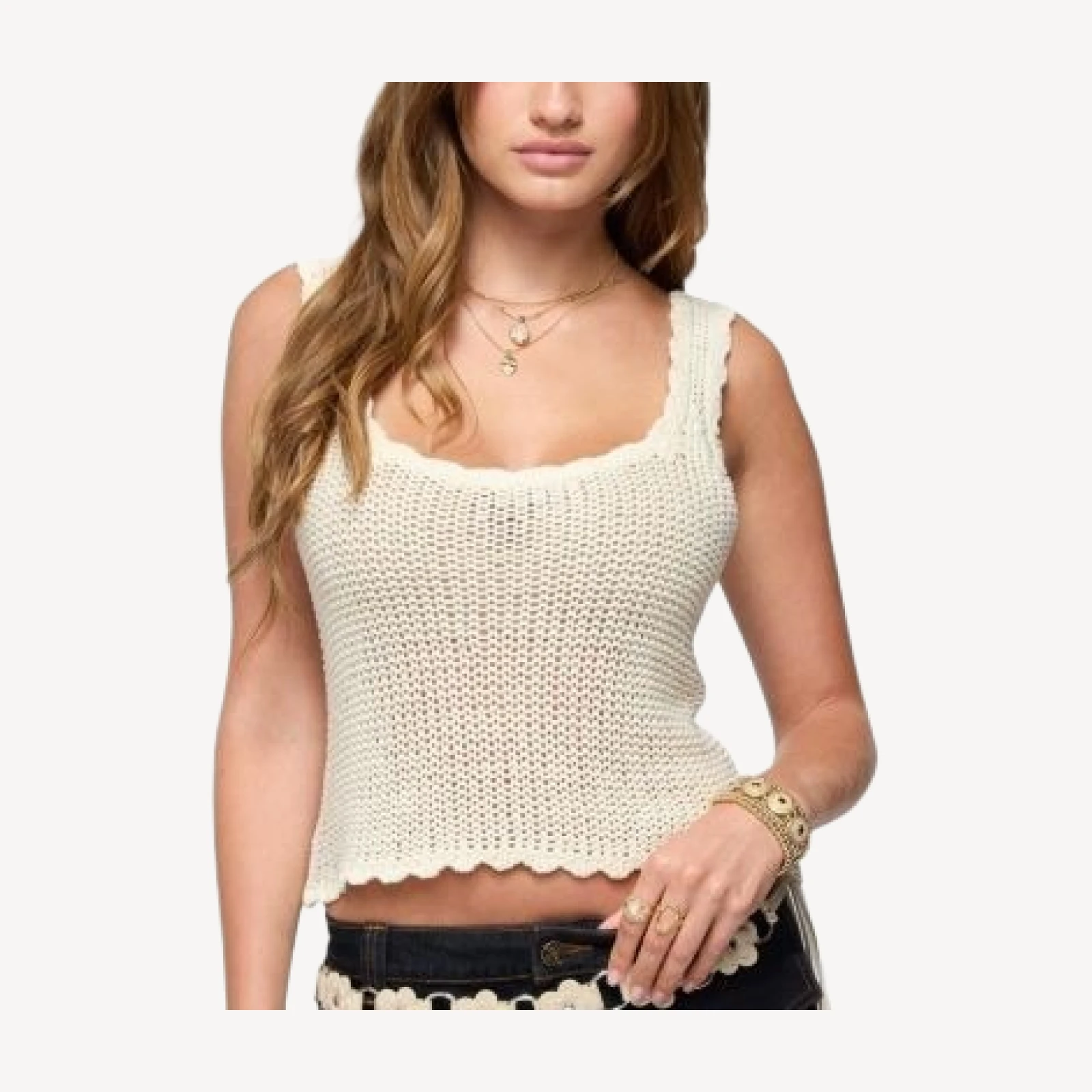 Edikted Aurelle Open Knit Tank Top