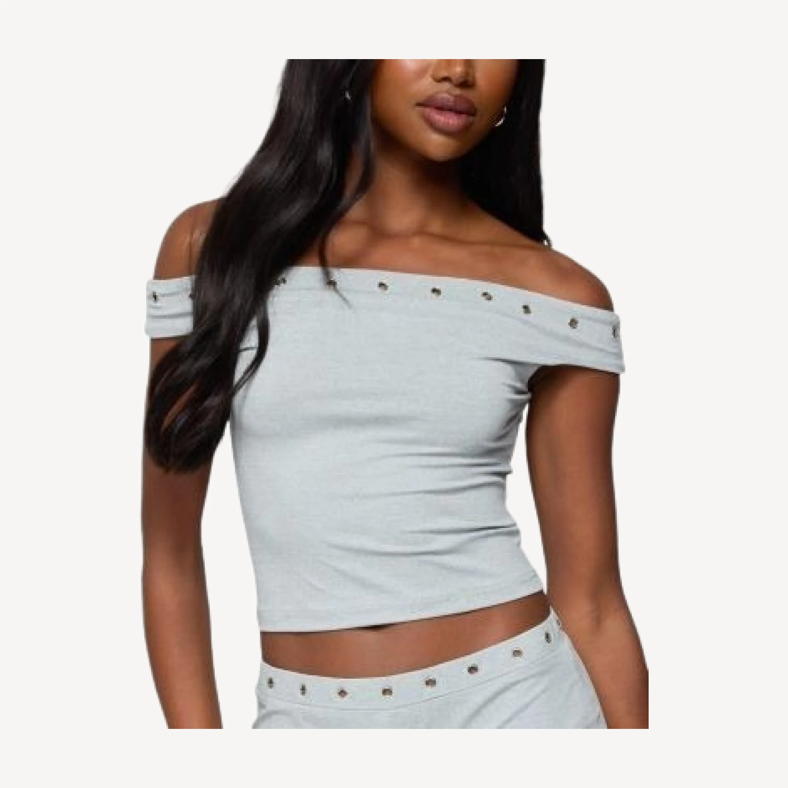 Edikted Neriah Grommet Off Shoulder Top