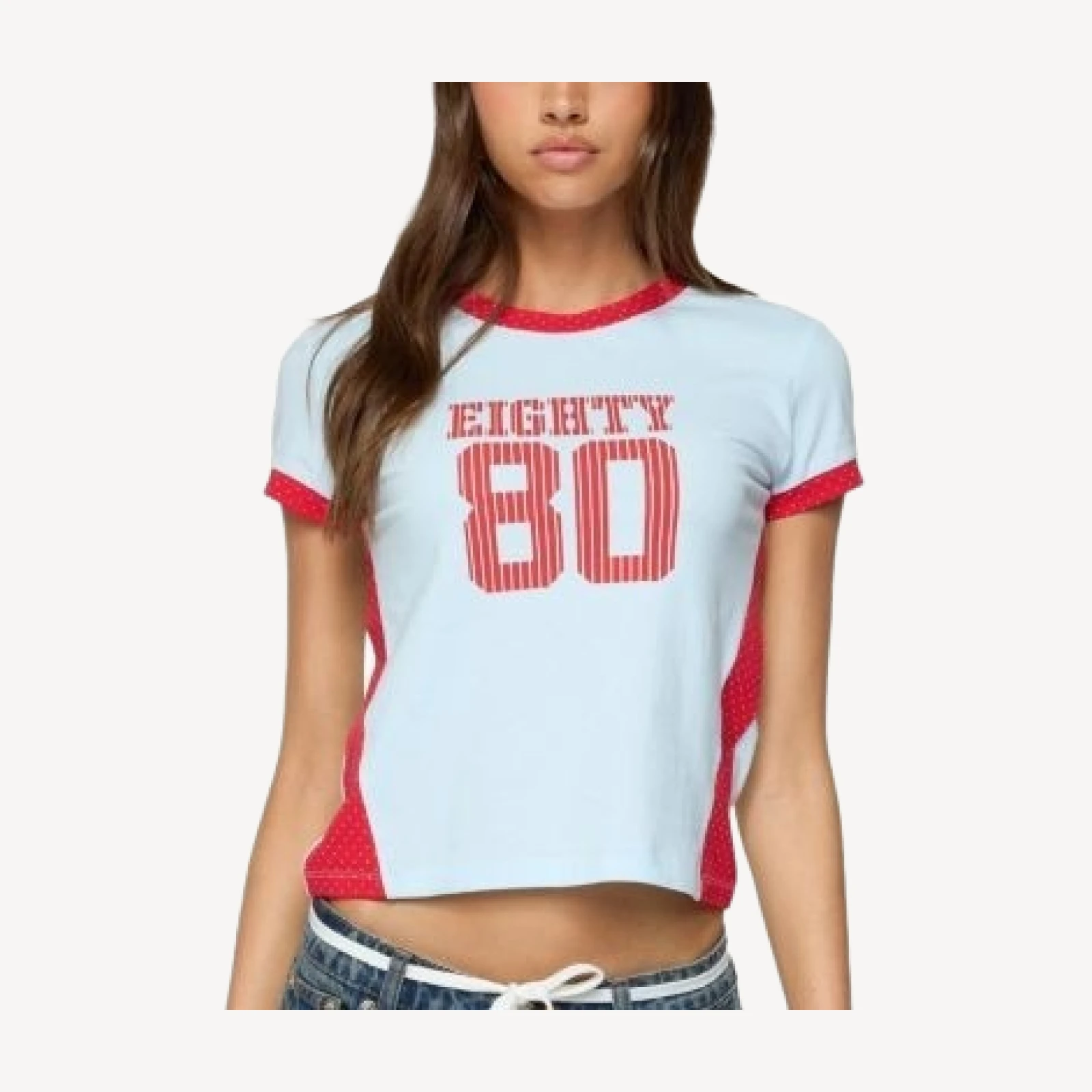 Edikted Eighty Polka Dot Contrast T-Shirt