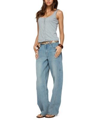 Edikted Gwenne Pointelle Button Up Tank Top