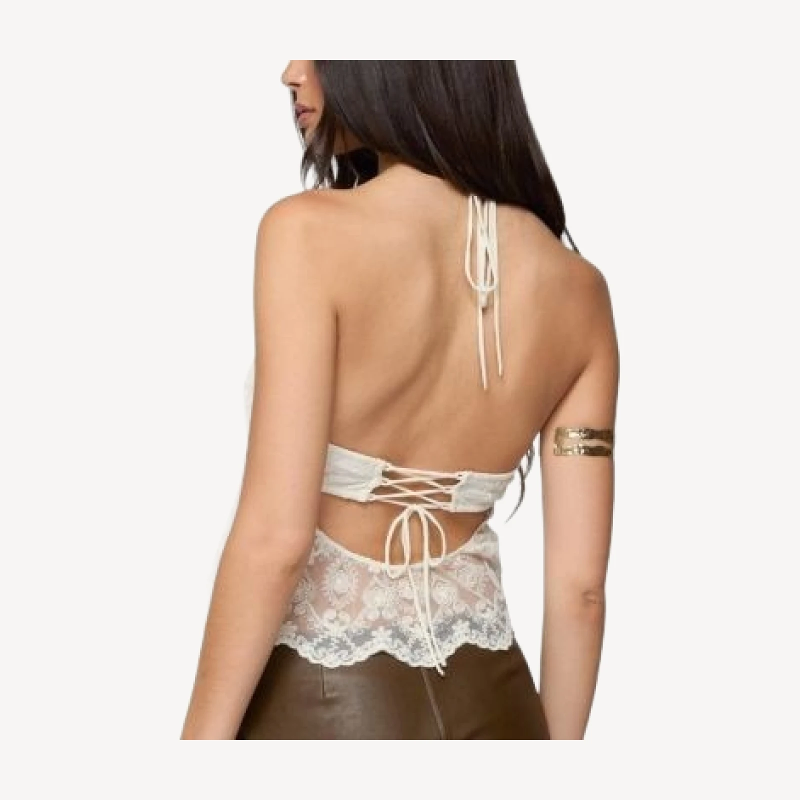 Edikted Amarie Sheer Lace Halter Top