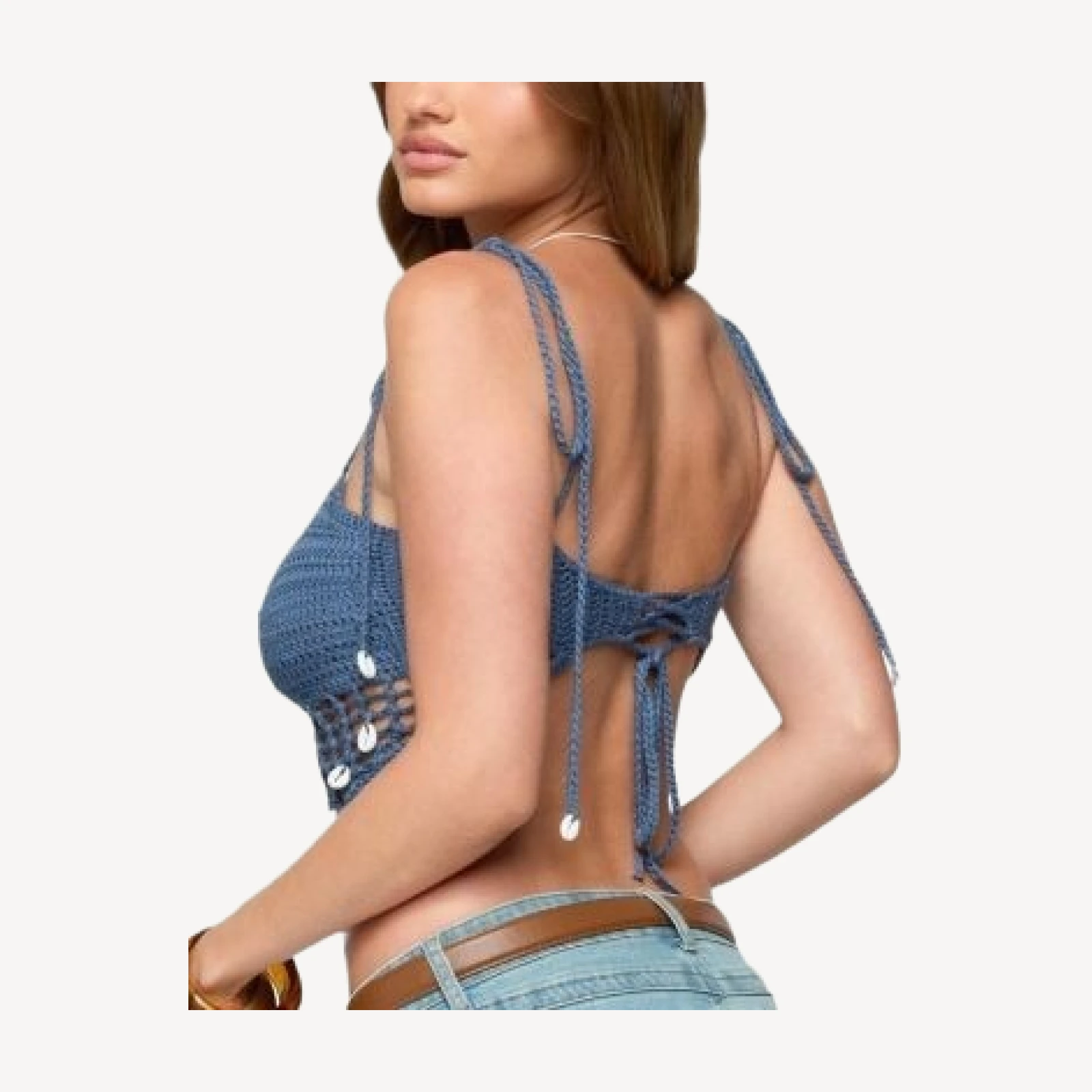 Edikted Shelley Asymmetric Crochet Top