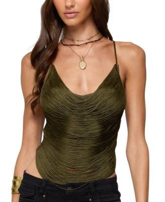 Edikted Elenie Fringed Cowl Neck Top
