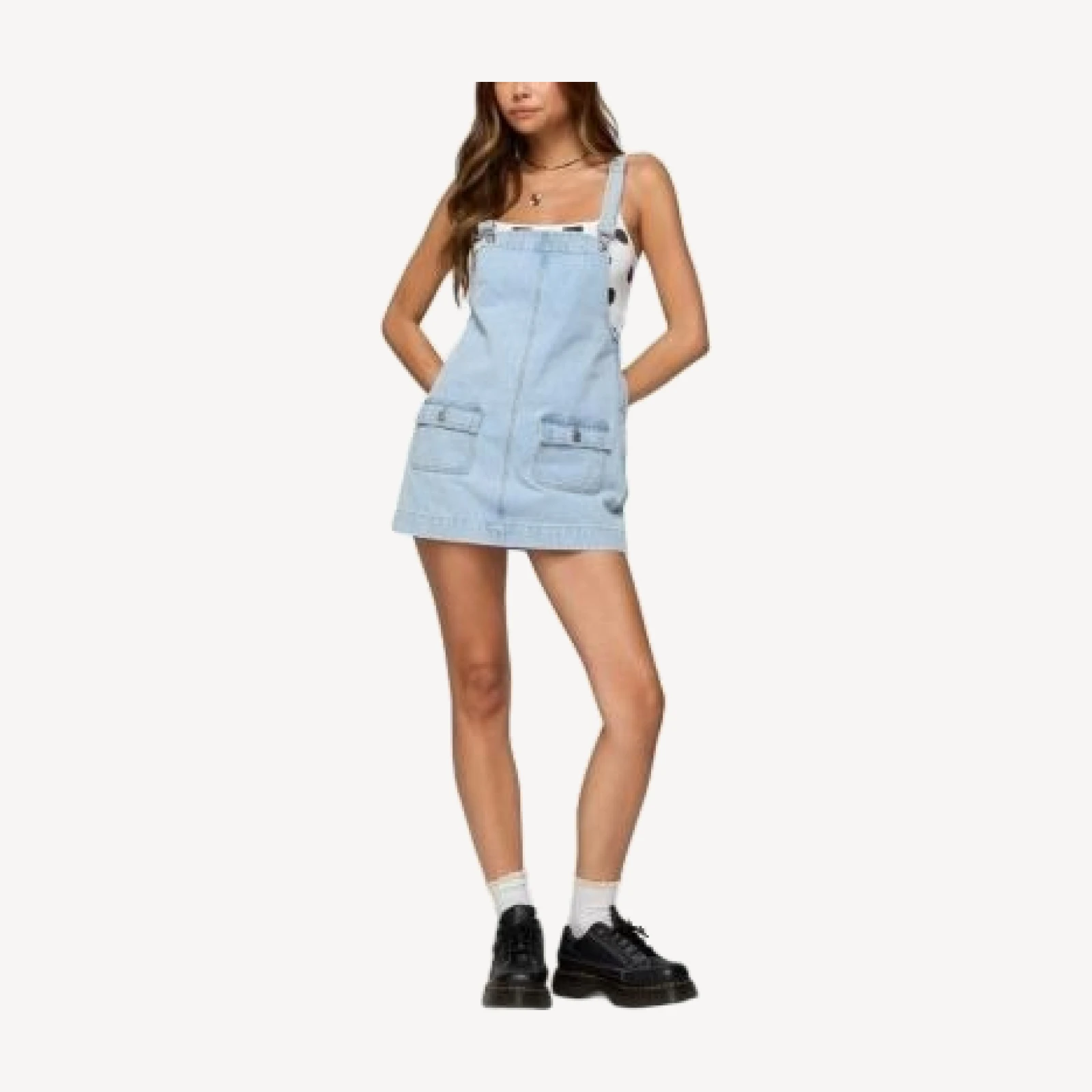 Edikted Overall Denim Mini Dress