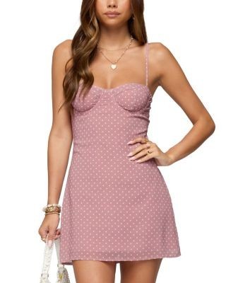 Edikted Polka Dot Cupped Chiffon Mini Dress