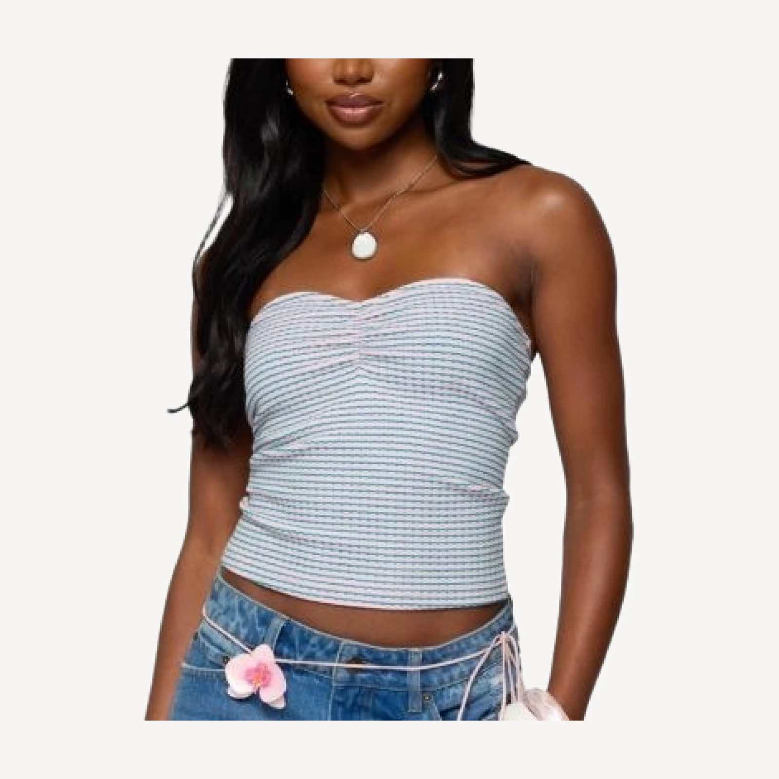 Edikted Veranda Textured Striped Tube Top