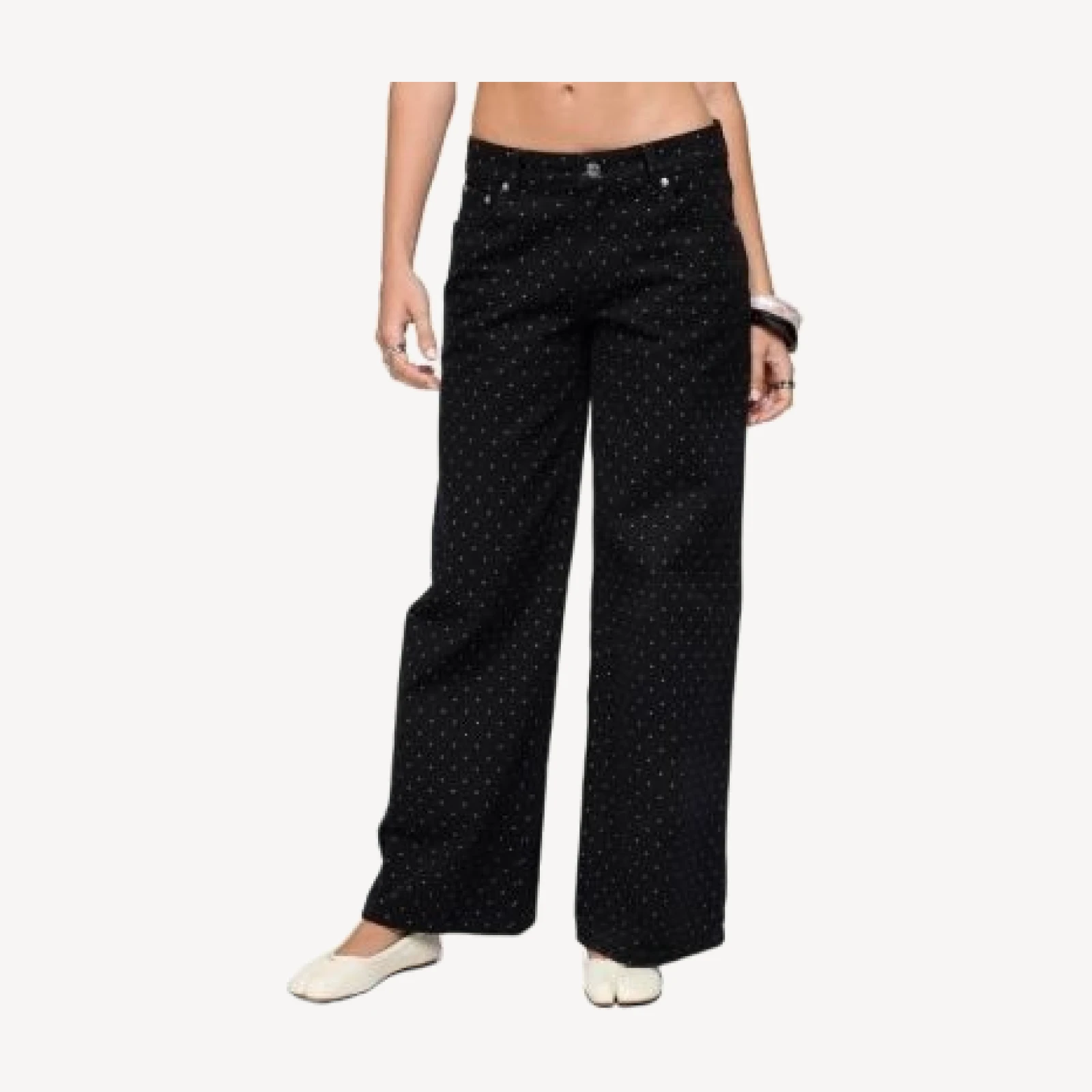 Edikted Misha Polka Dot Baggy Low Black Wash Jeans