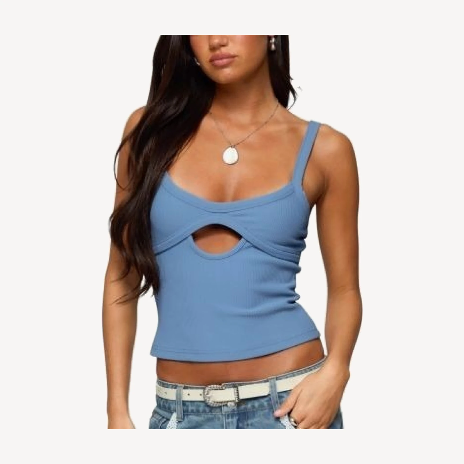 Edikted Karin Cut Out Ribbed Tank Top