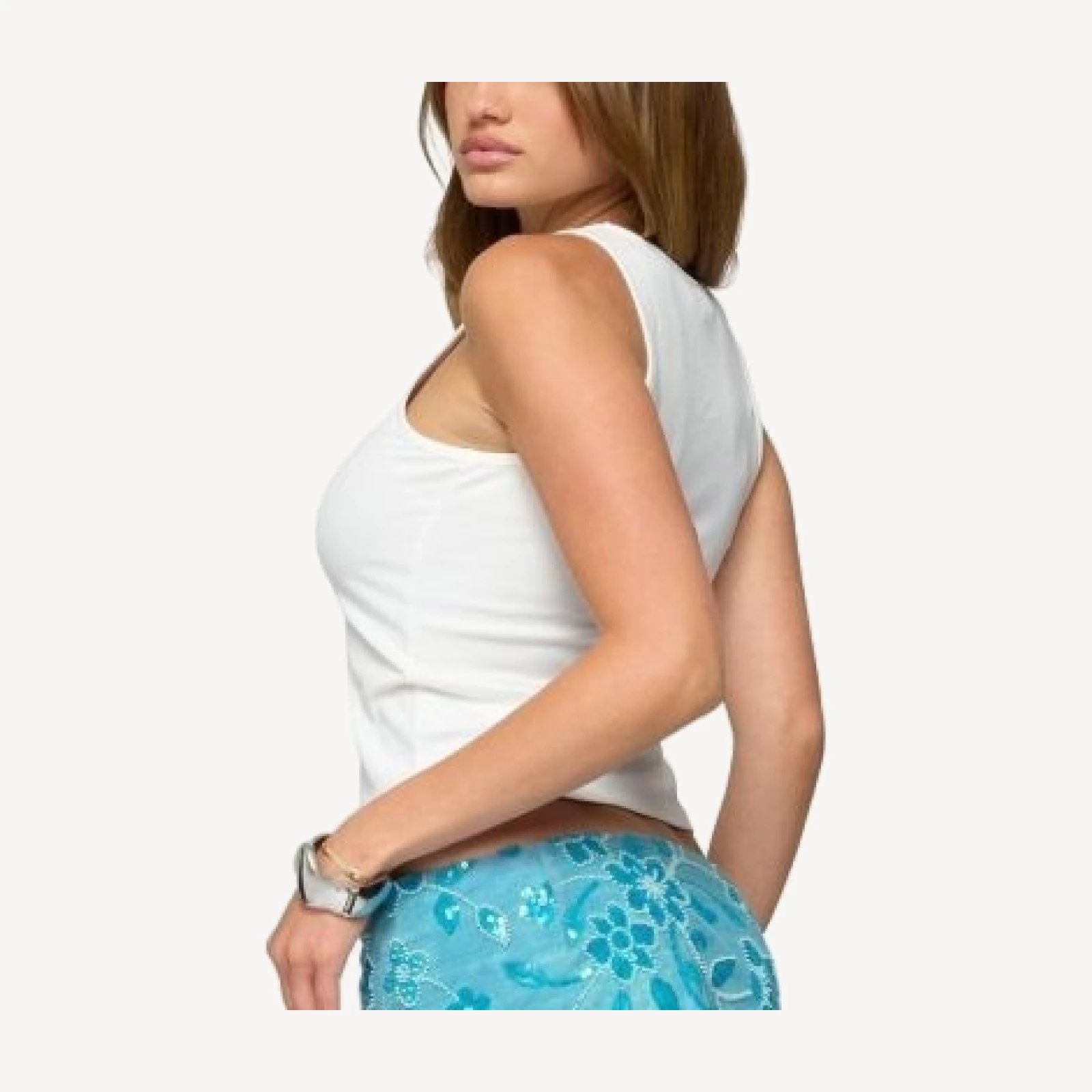 Edikted Ocean Club Bead Ribbed Tank Top