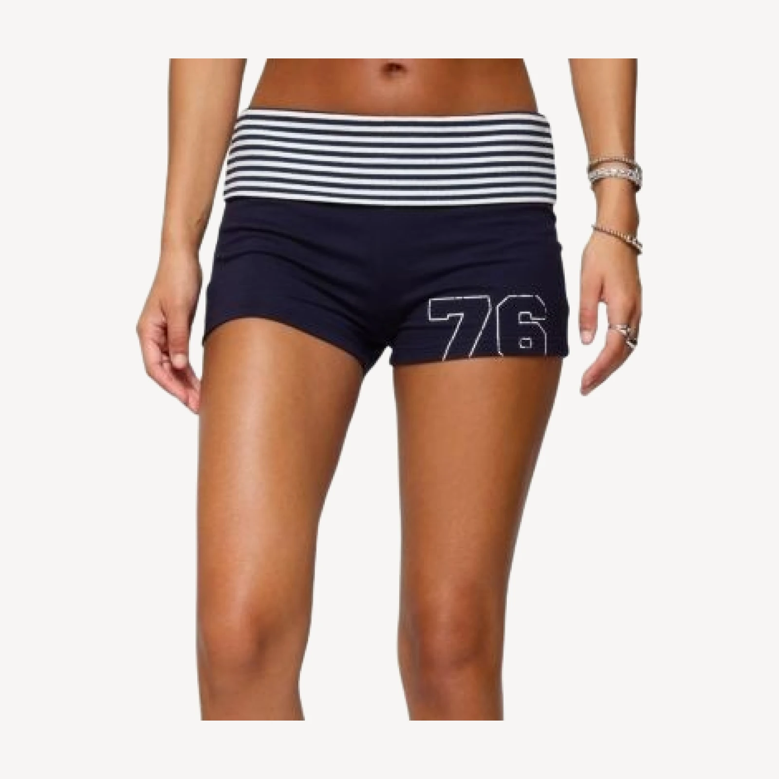 Edikted 76 Stripey Fold Over Shorts