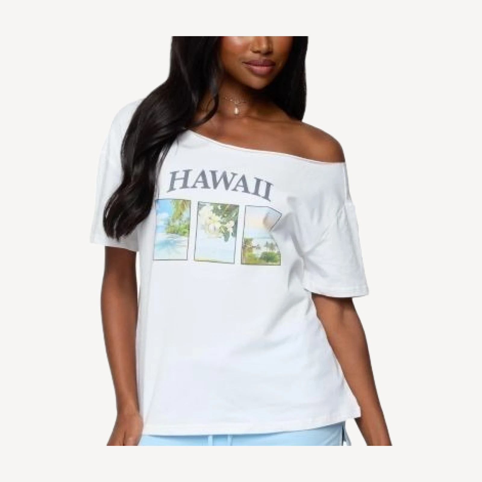 Edikted Hawaiian Babe Off Shoulder T Shirt