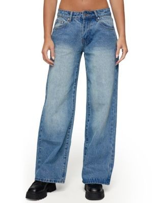 Edikted Magda Low Rise Acid Wash Jeans