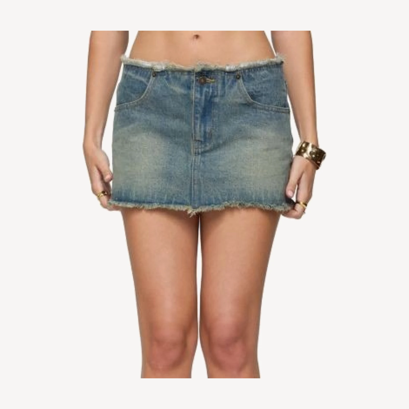 Edikted Levana Distressed Denim Mini Skirt