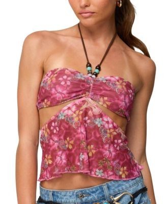 Edikted Solana Floral Cut Out Halter Top