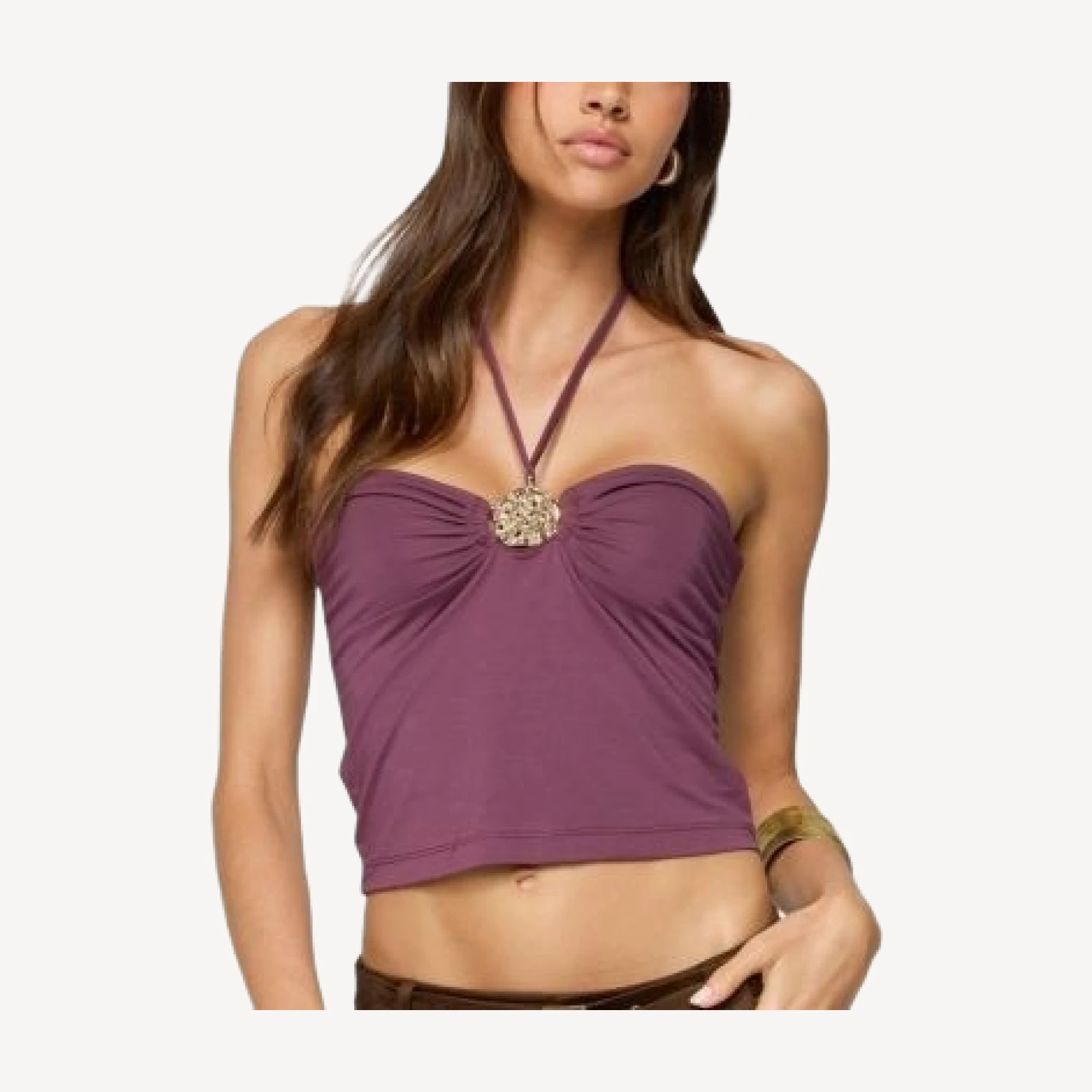 Edikted Abstract Metal Detail Halter Top