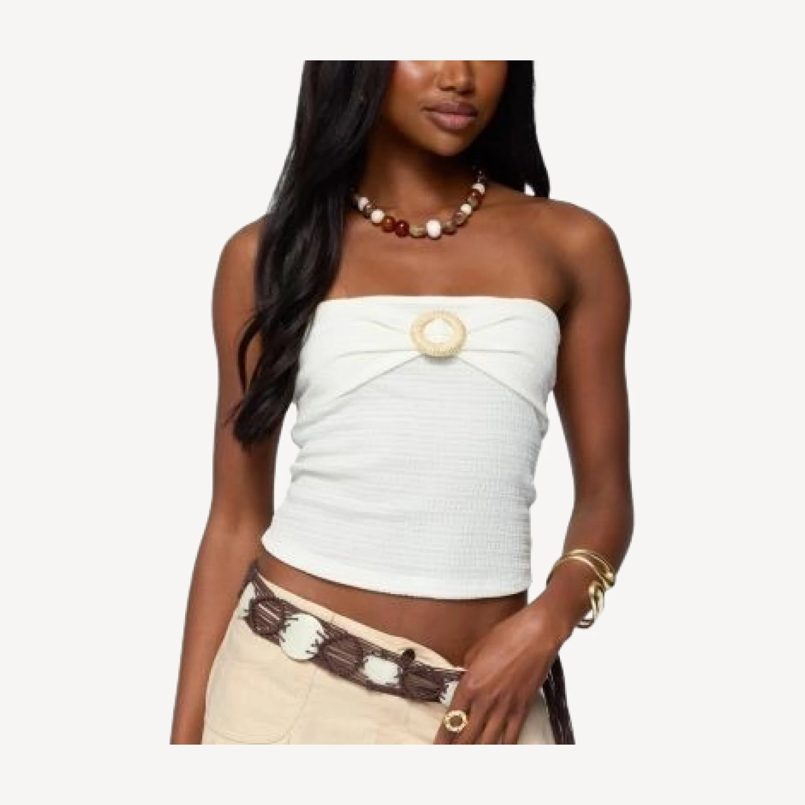 Edikted Layered Textured Knit Strapless Top