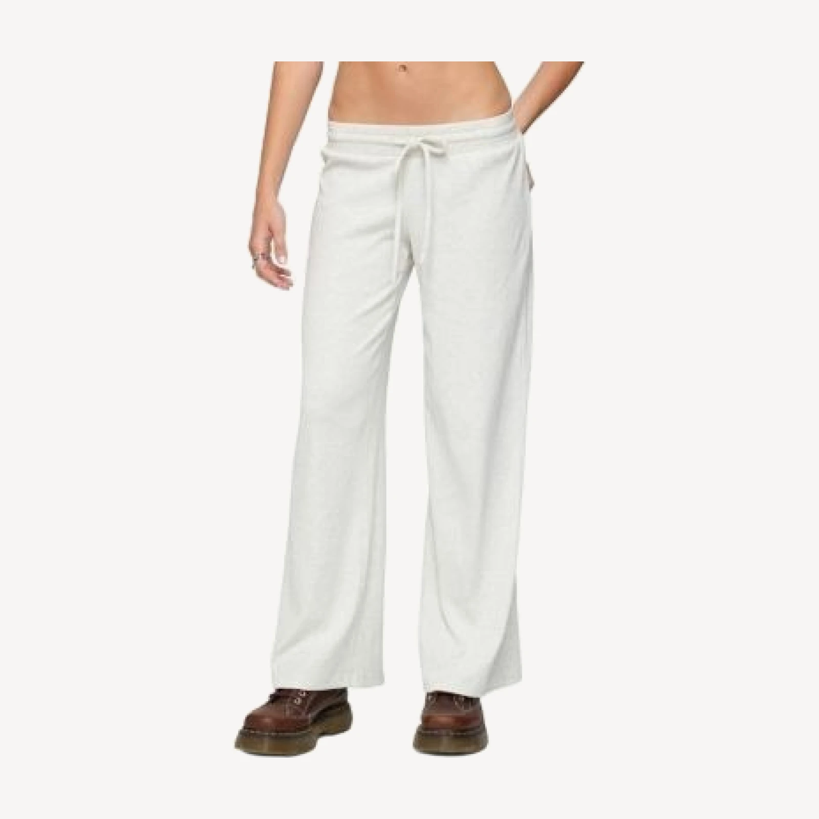 Edikted Cicilia Straight Leg Ribbed Pants