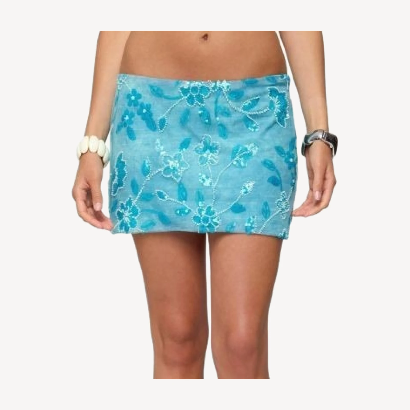 Edikted Asher Beaded Floral Mini Skirt