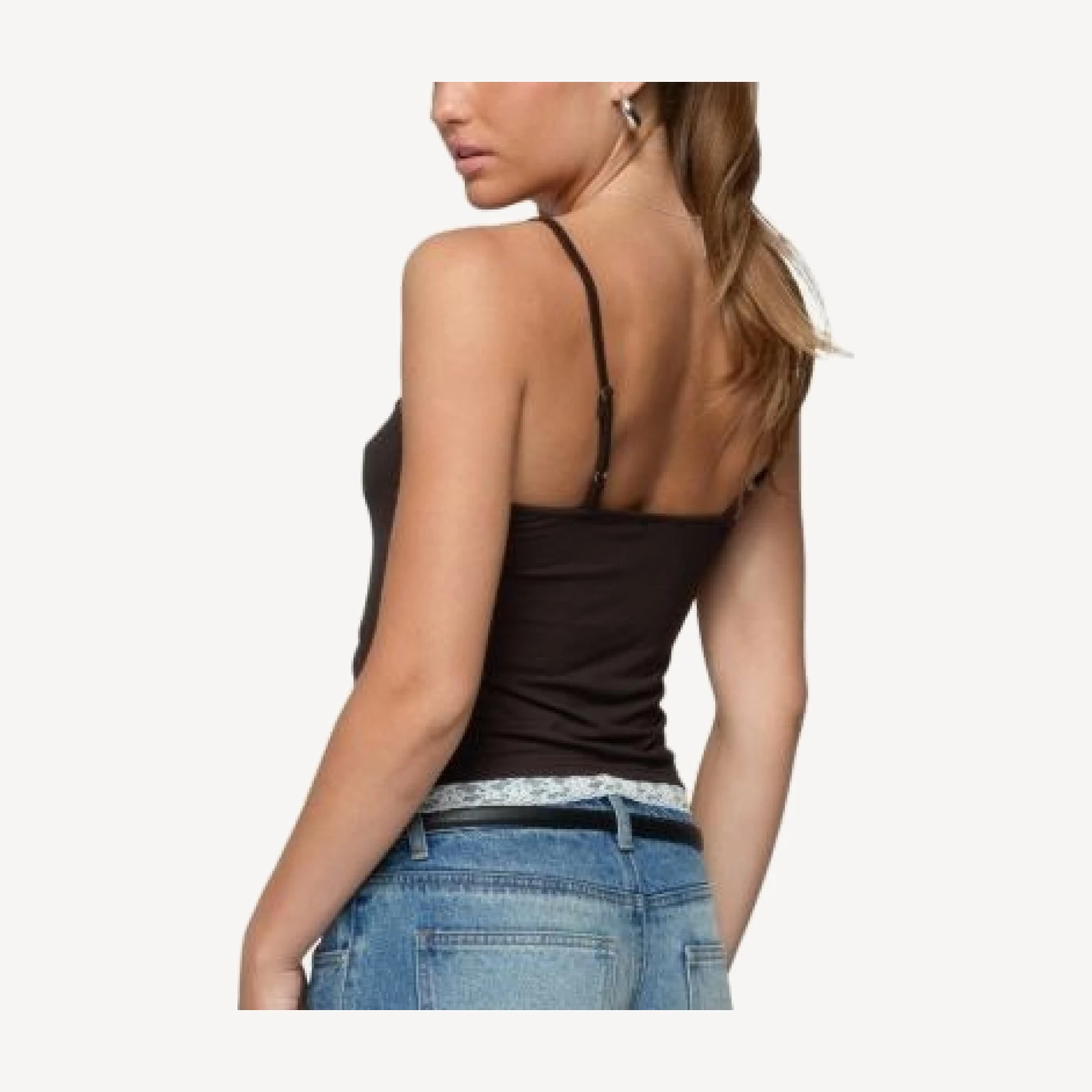 Edikted Adriel Contrast Lacey Tank Top