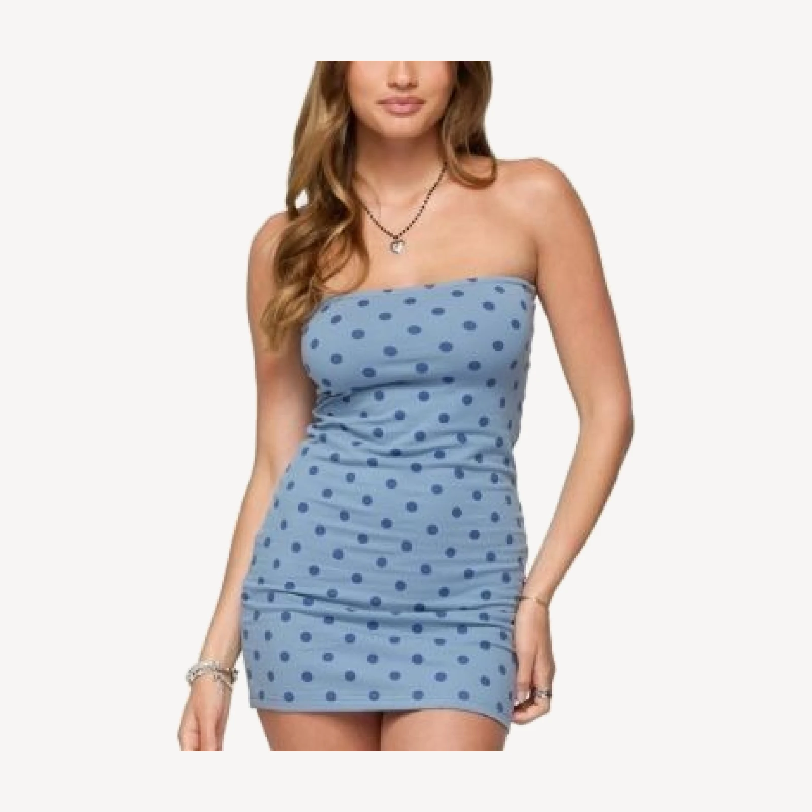 Edikted Lewis Polka Dot Strapless Mini Dress