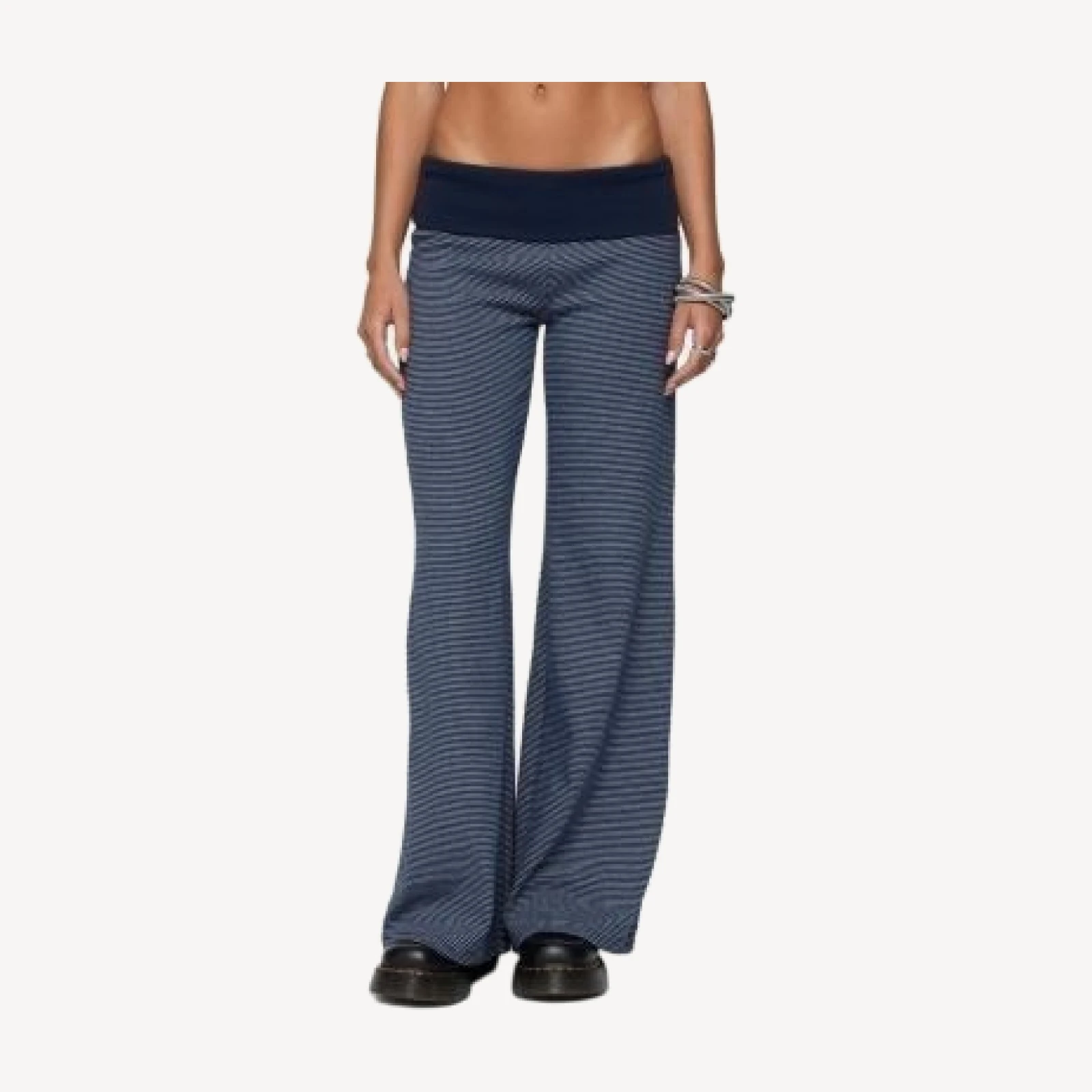 Edikted Amarna Striped Fold Over Pants