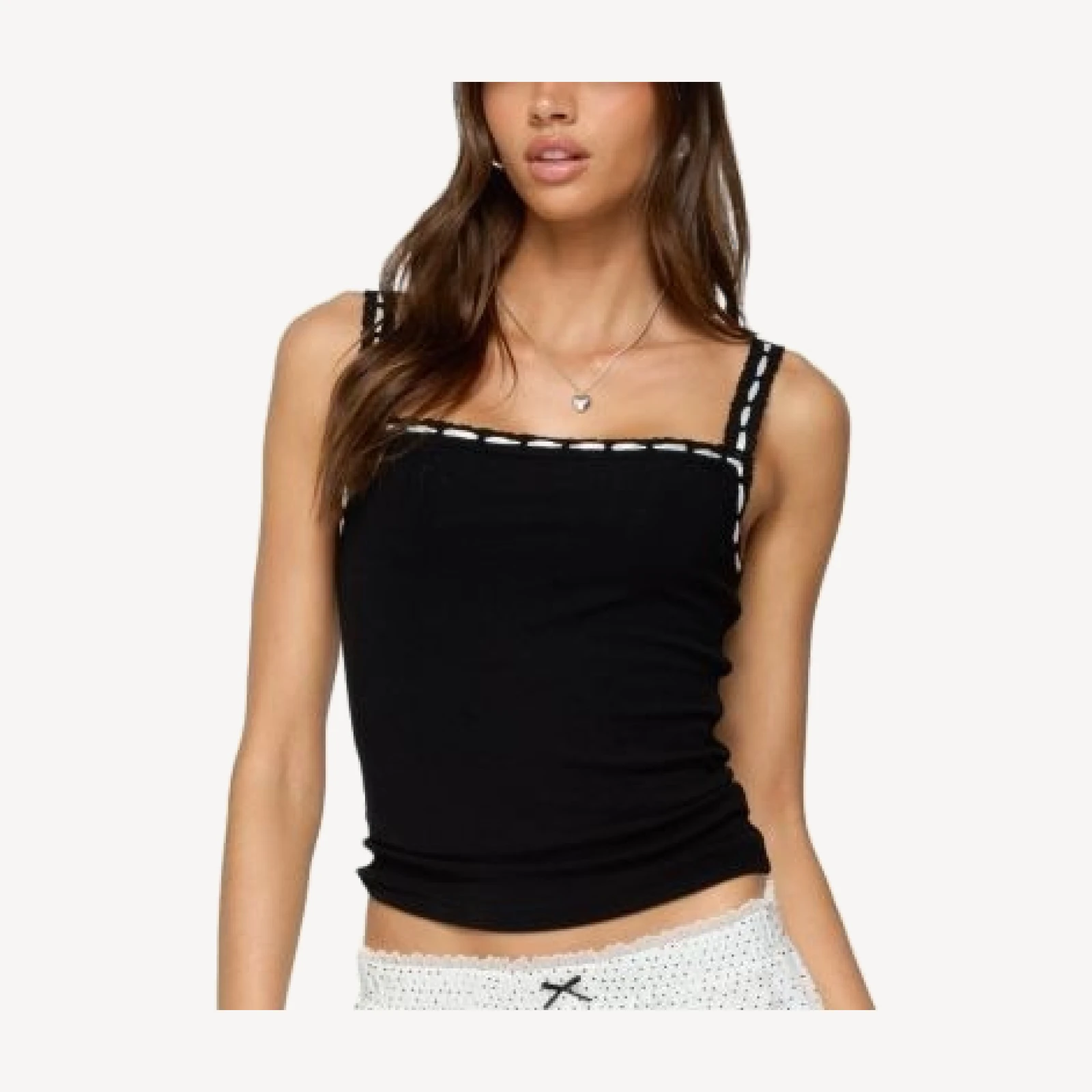 Edikted Leilani Ribbon Lacey Tank Top