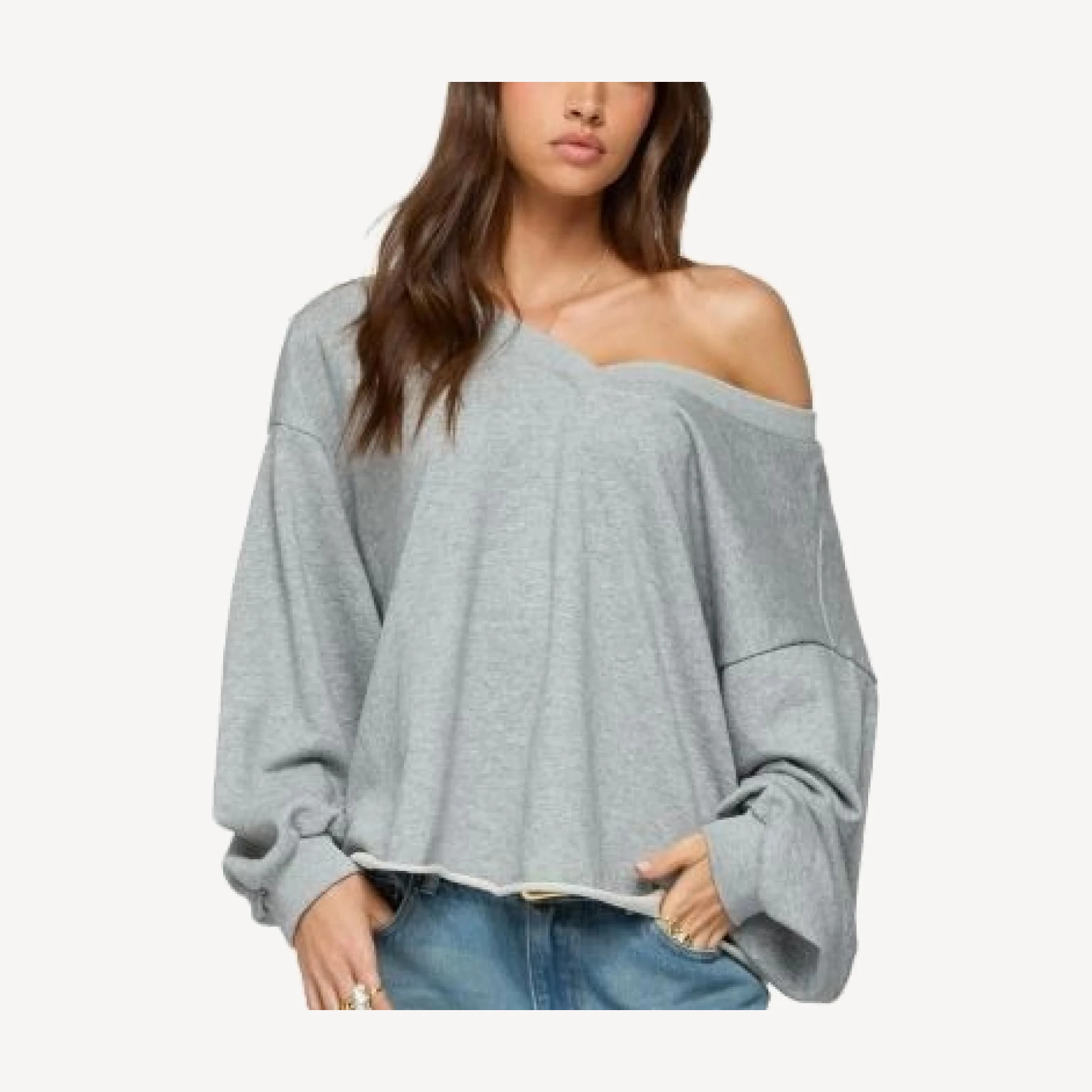 Edikted Winfred Oversized V Neck Sweatshirt