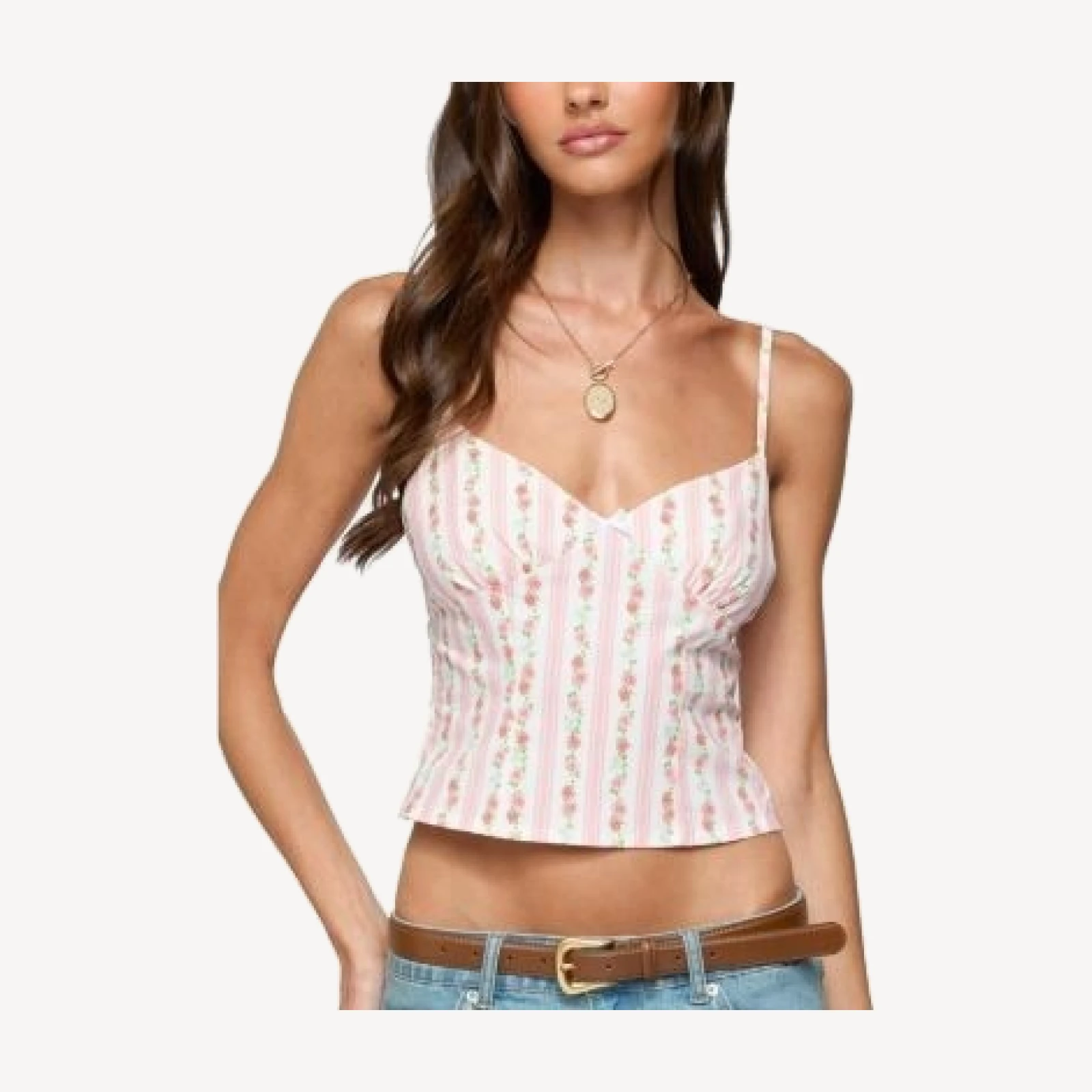 Edikted Raia Floral Striped Backless Top
