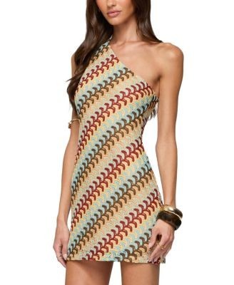 Edikted Agua Zigzag One Shoulder Mini Dress