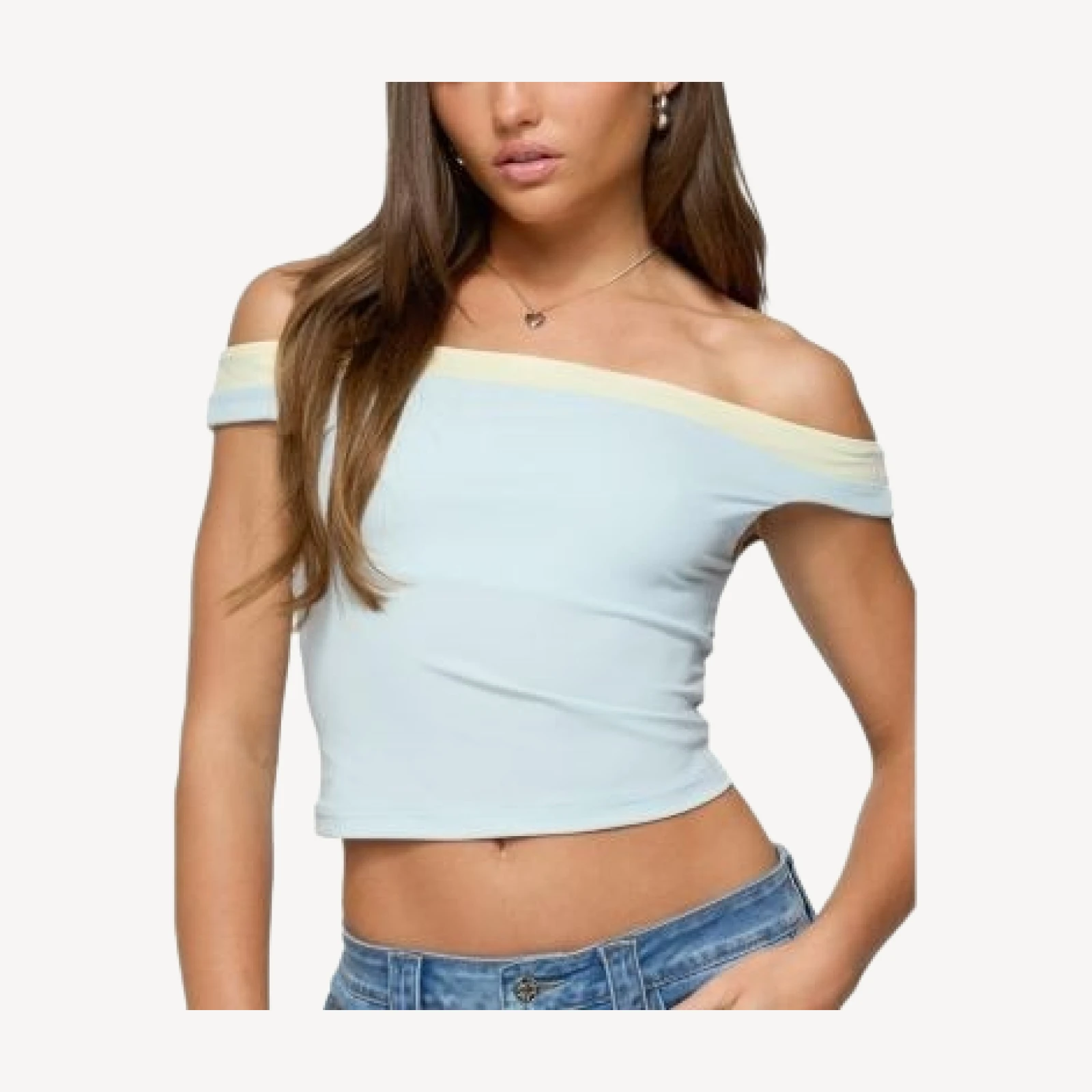 Edikted Strada Contrast Off Shoulder Top