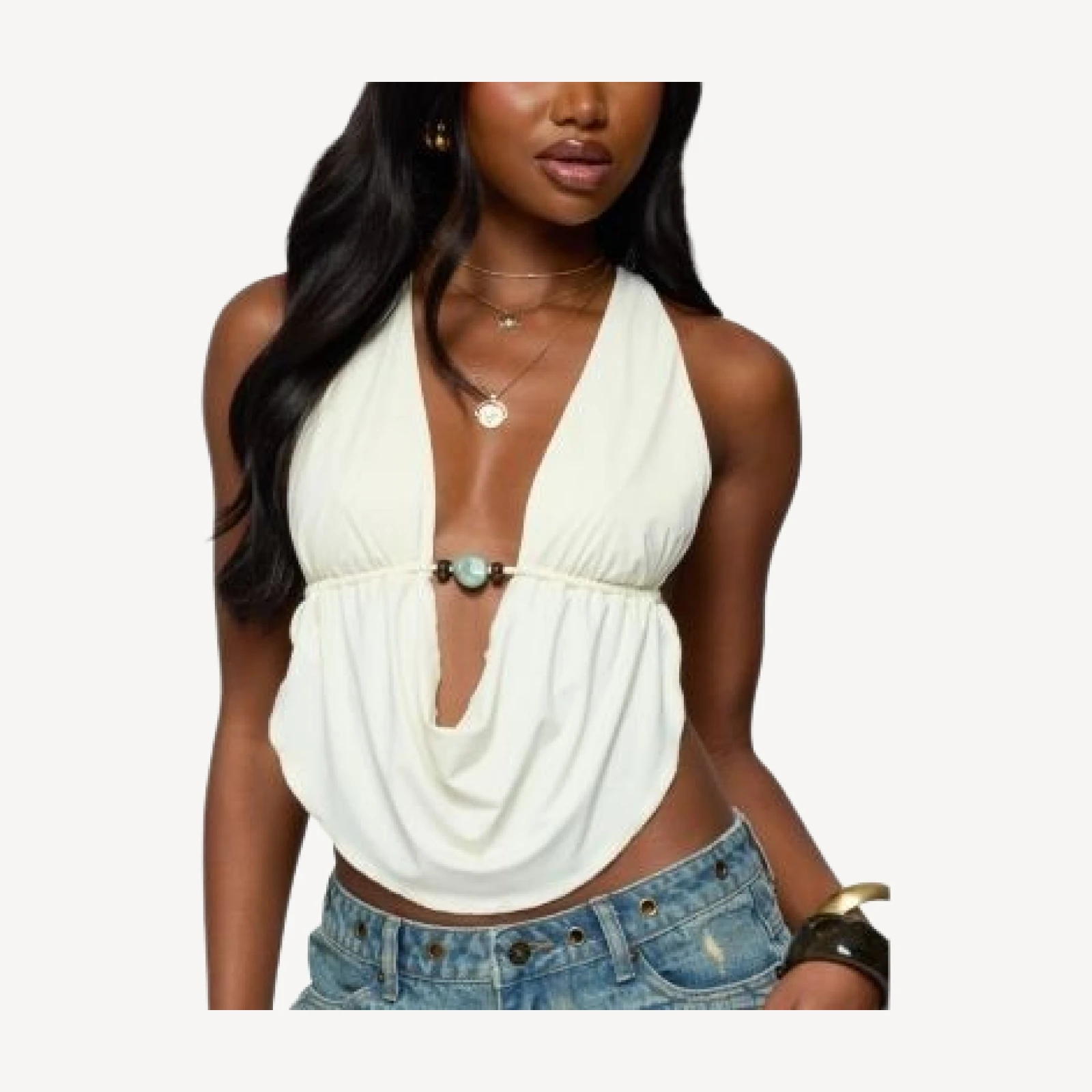 Edikted Strappy Backless Cowl Neck Top