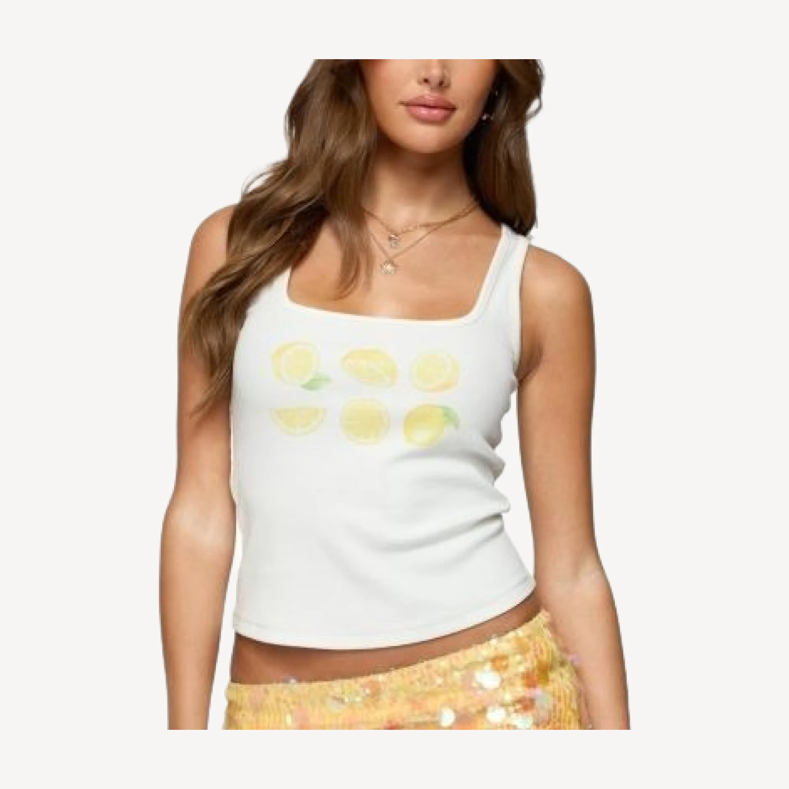 Edikted Lemon Drop Ribbed Tank Top