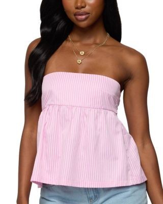 Edikted Maddie Strapless Striped Babydoll Top
