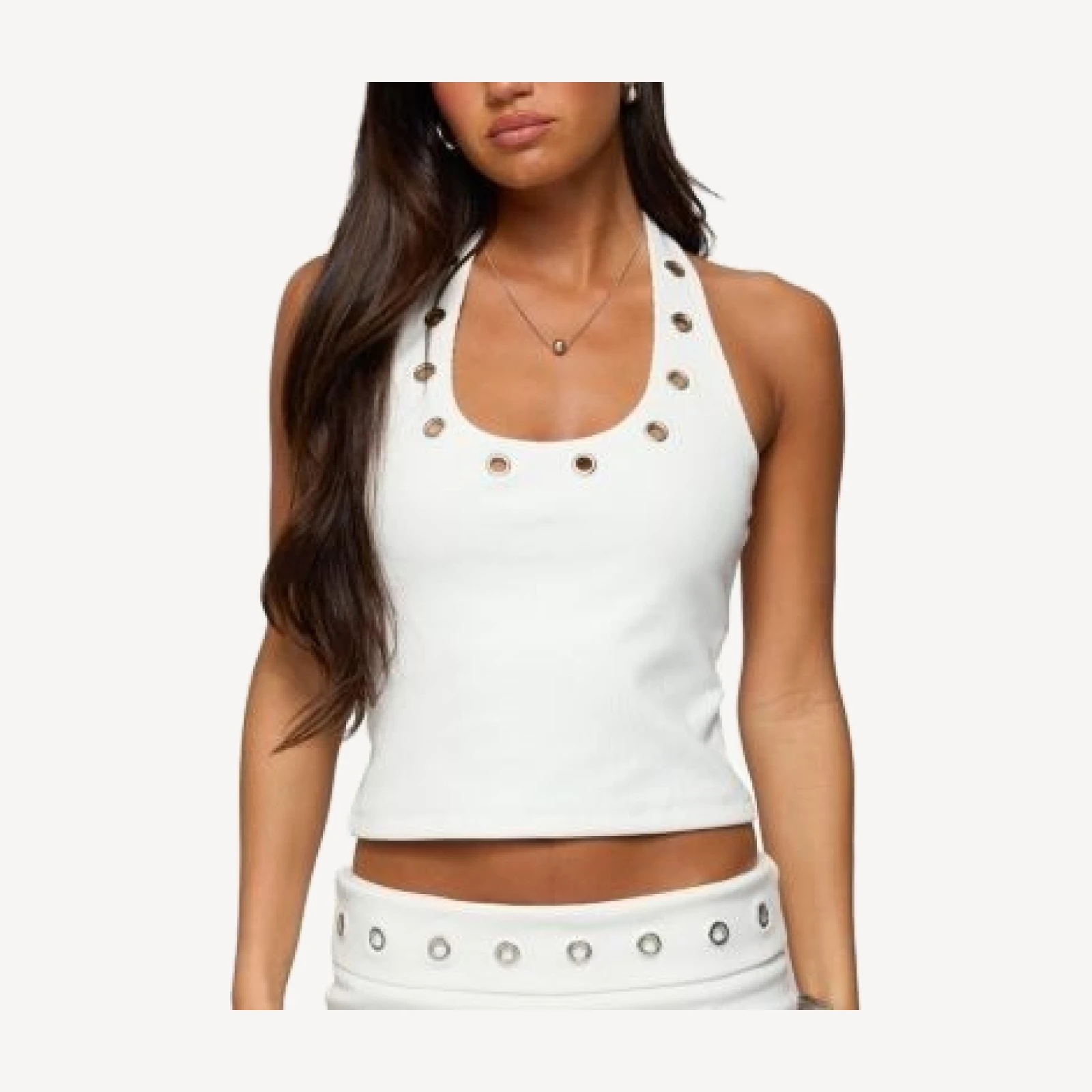 Edikted Havana Grommet Ribbed Halter Top