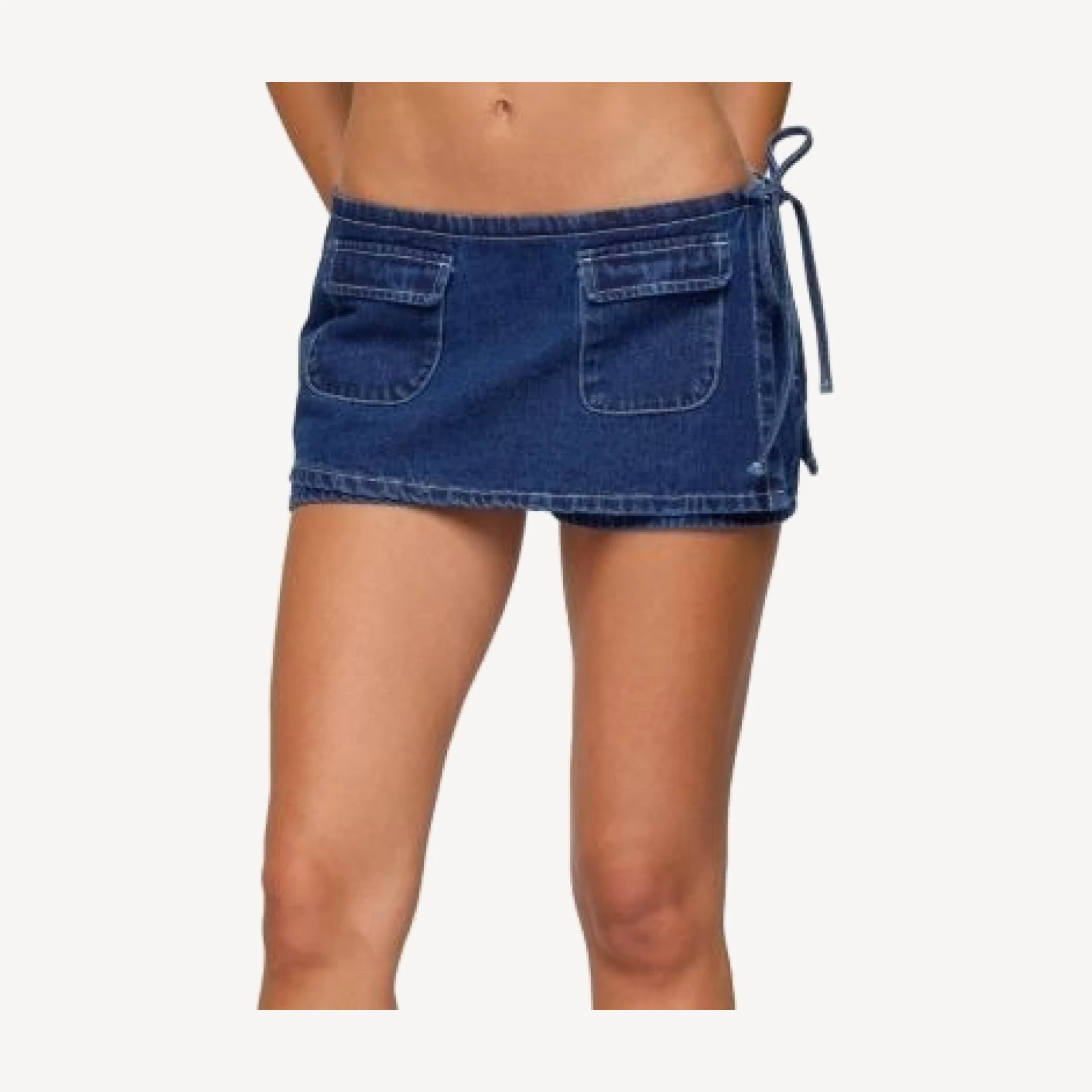 Edikted Giselle Wrap Denim Mini Skort