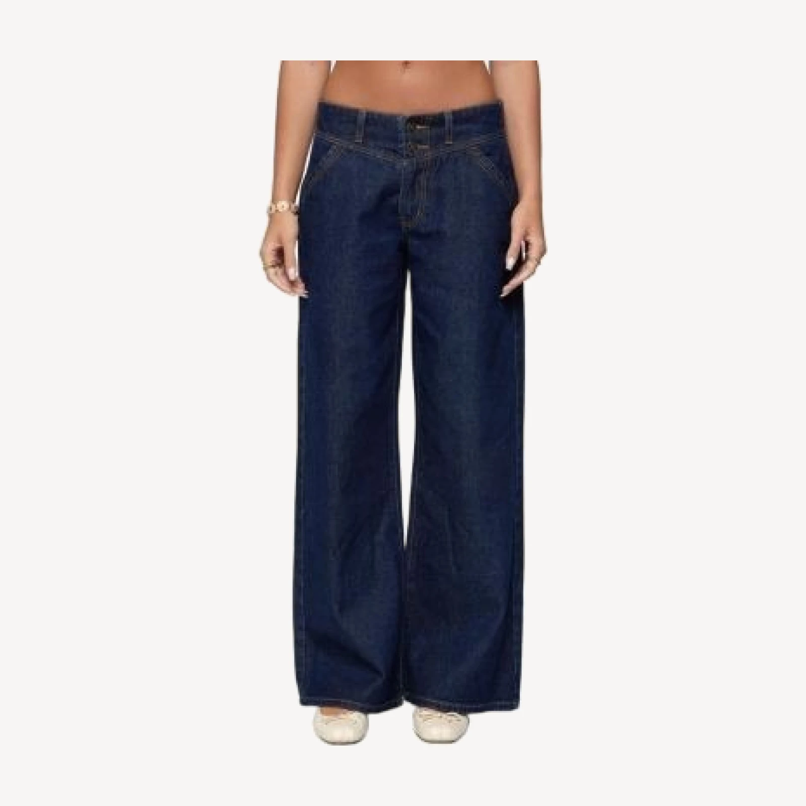 Edikted Meredith Low Rise Dark Rinse Wash Jeans