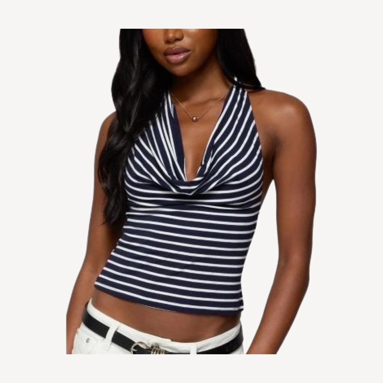 Edikted Striped Cowl Neck Halter Top