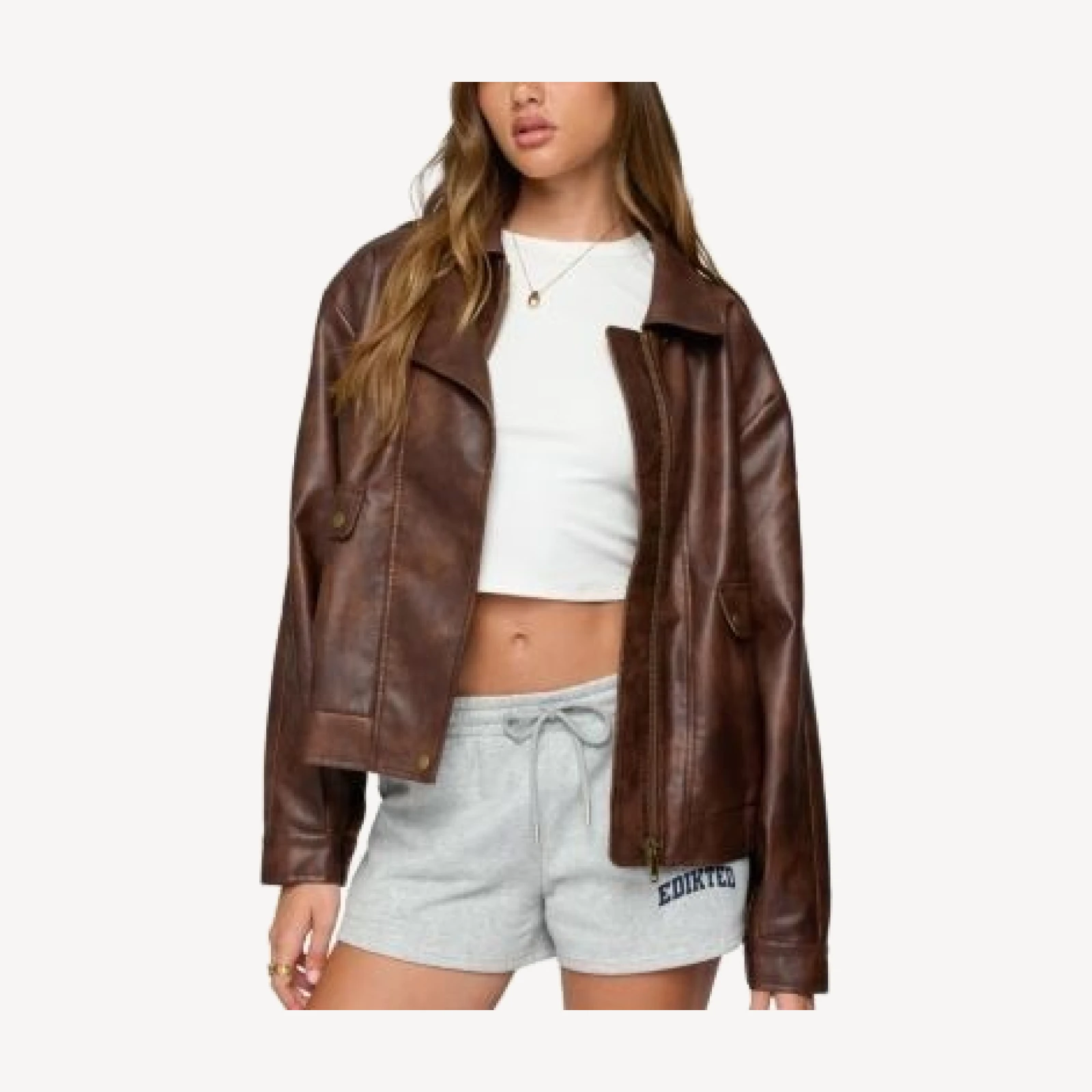 Edikted Ardella Oversized Faux Leather Jacket