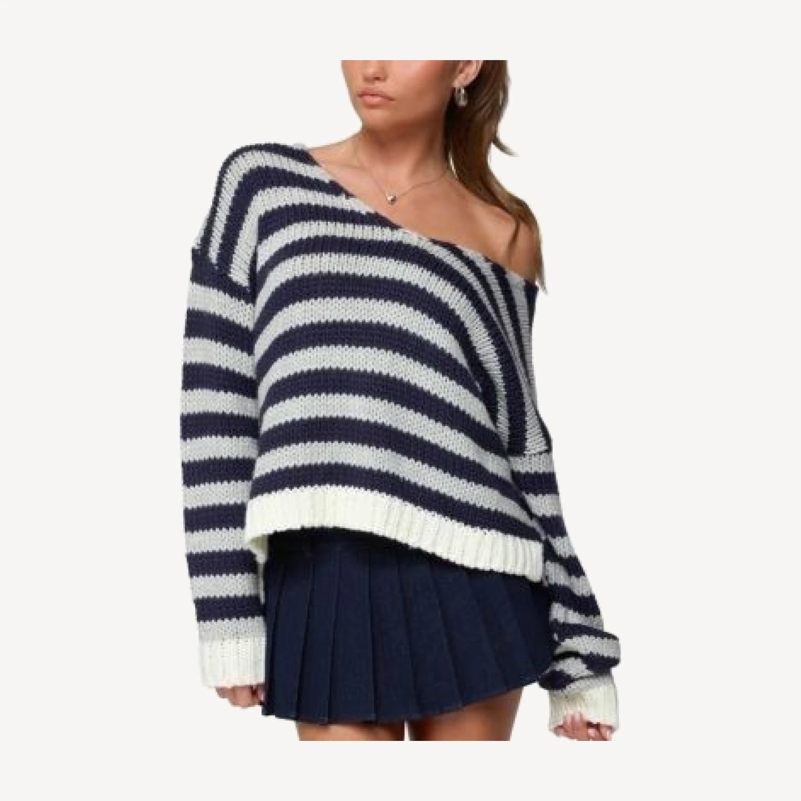 Edikted Eugenie Oversized Striped Knit Sweater