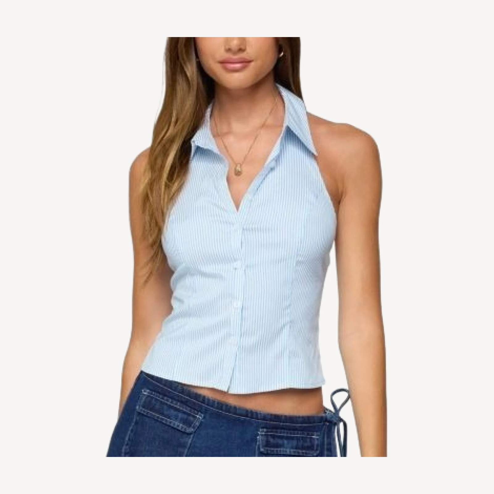 Edikted Debra Tailored Pinstripe Button Up Top