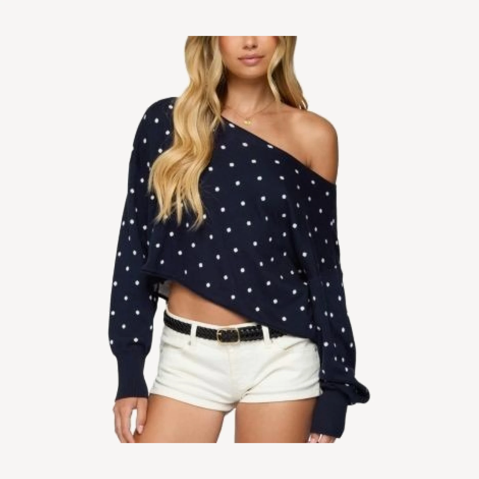 Edikted Oversized Off Shoulder Polka Dot Sweater