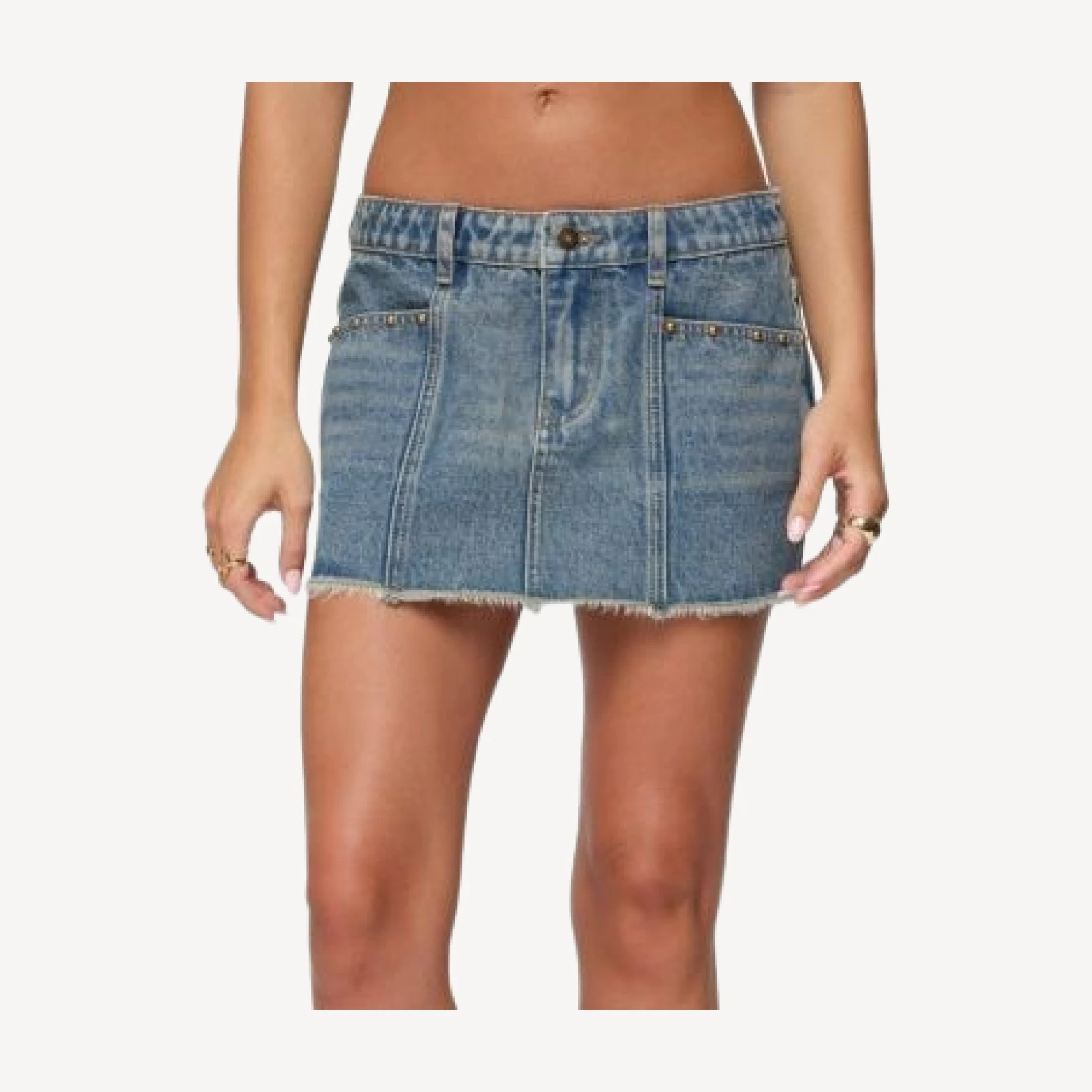 Edikted Keiko Studded Denim Mini Skirt