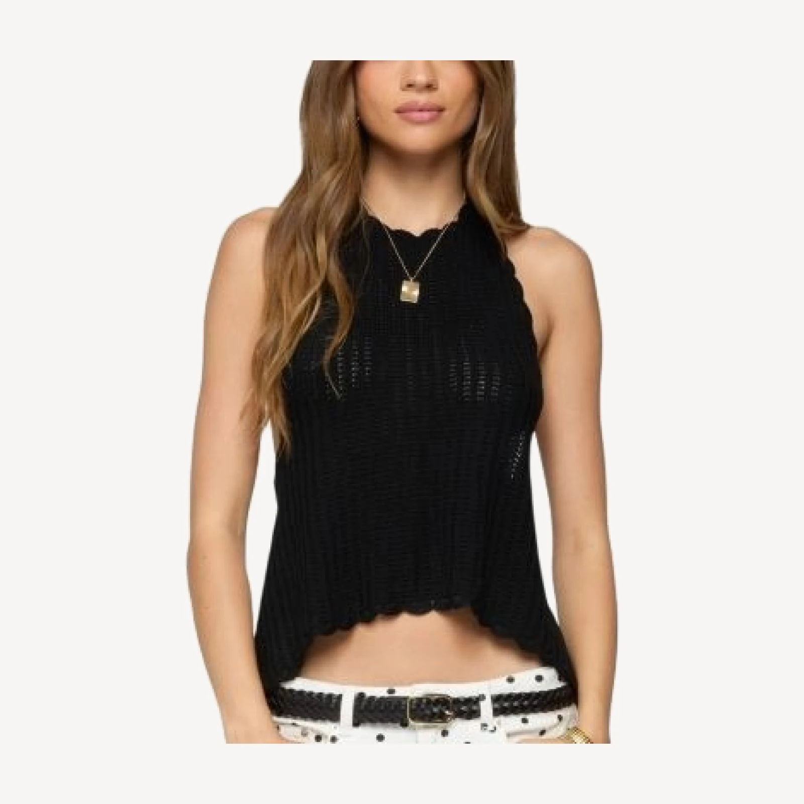 Edikted Ivey Backless Crochet Halter Top