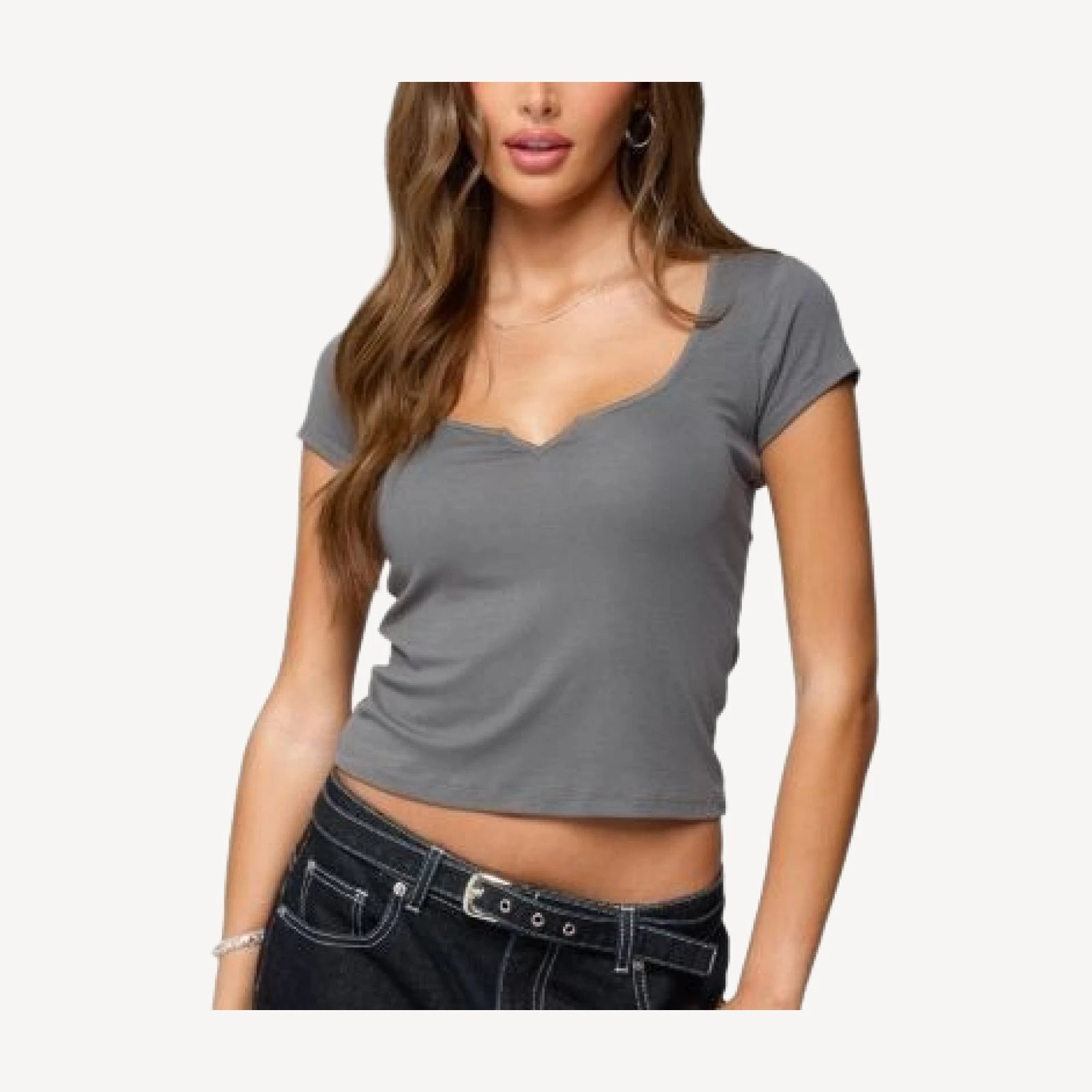 Edikted Ettalie Scoop Neck T Shirt