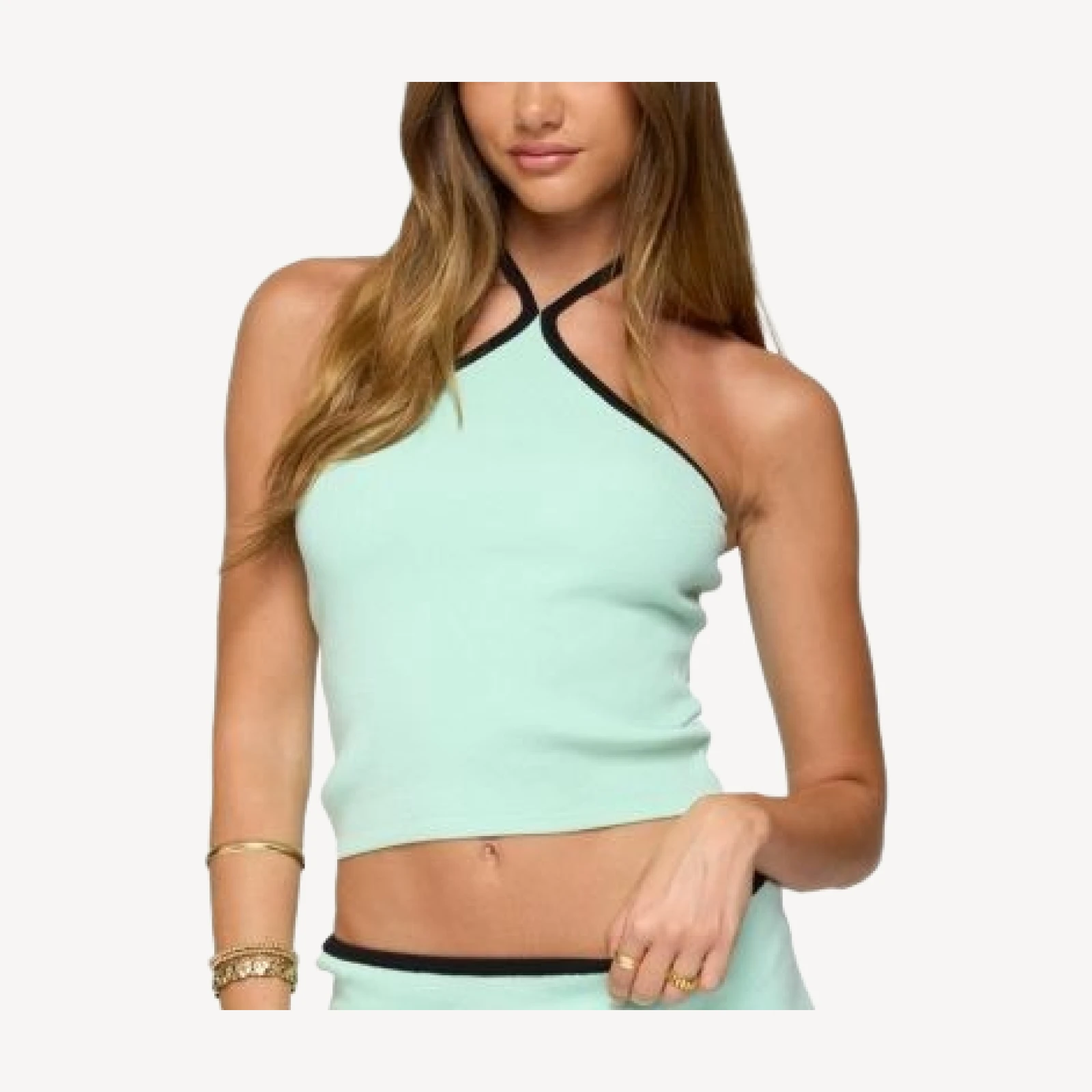 Edikted Aureley Contrast Knit Halter Top