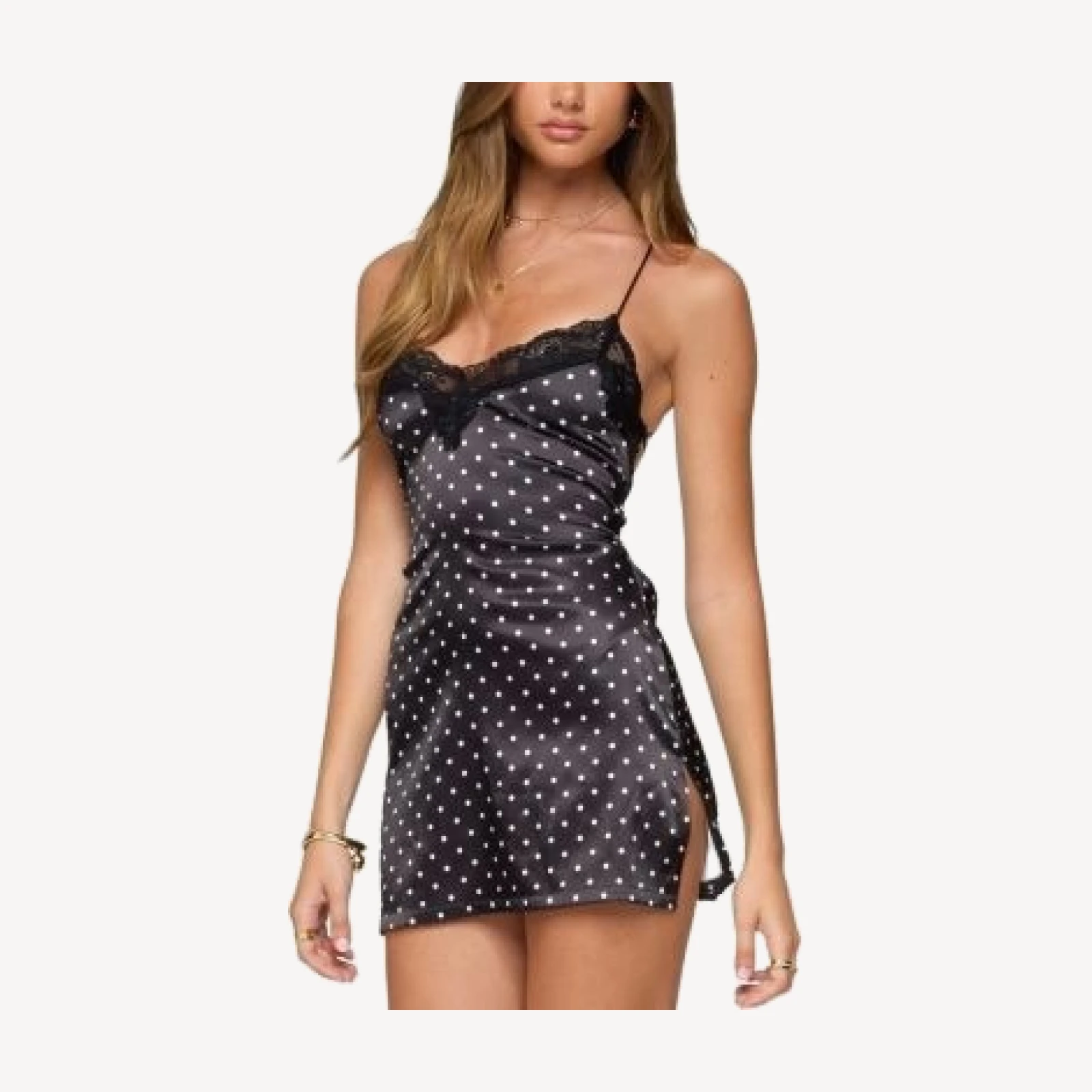 Edikted Lacey Backless Polka Dot Mini Dress