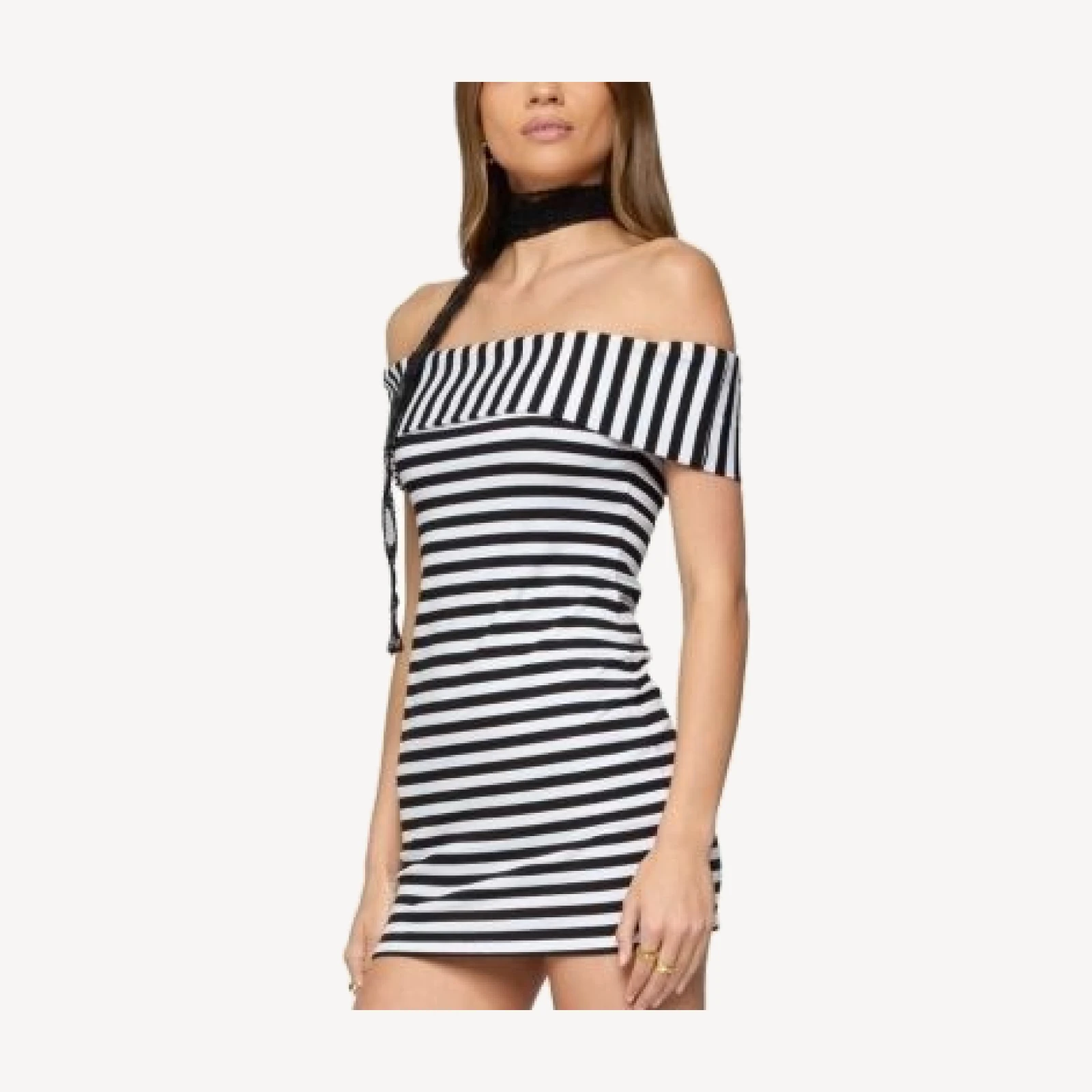 Edikted Zivi Fold Over Striped Mini Dress