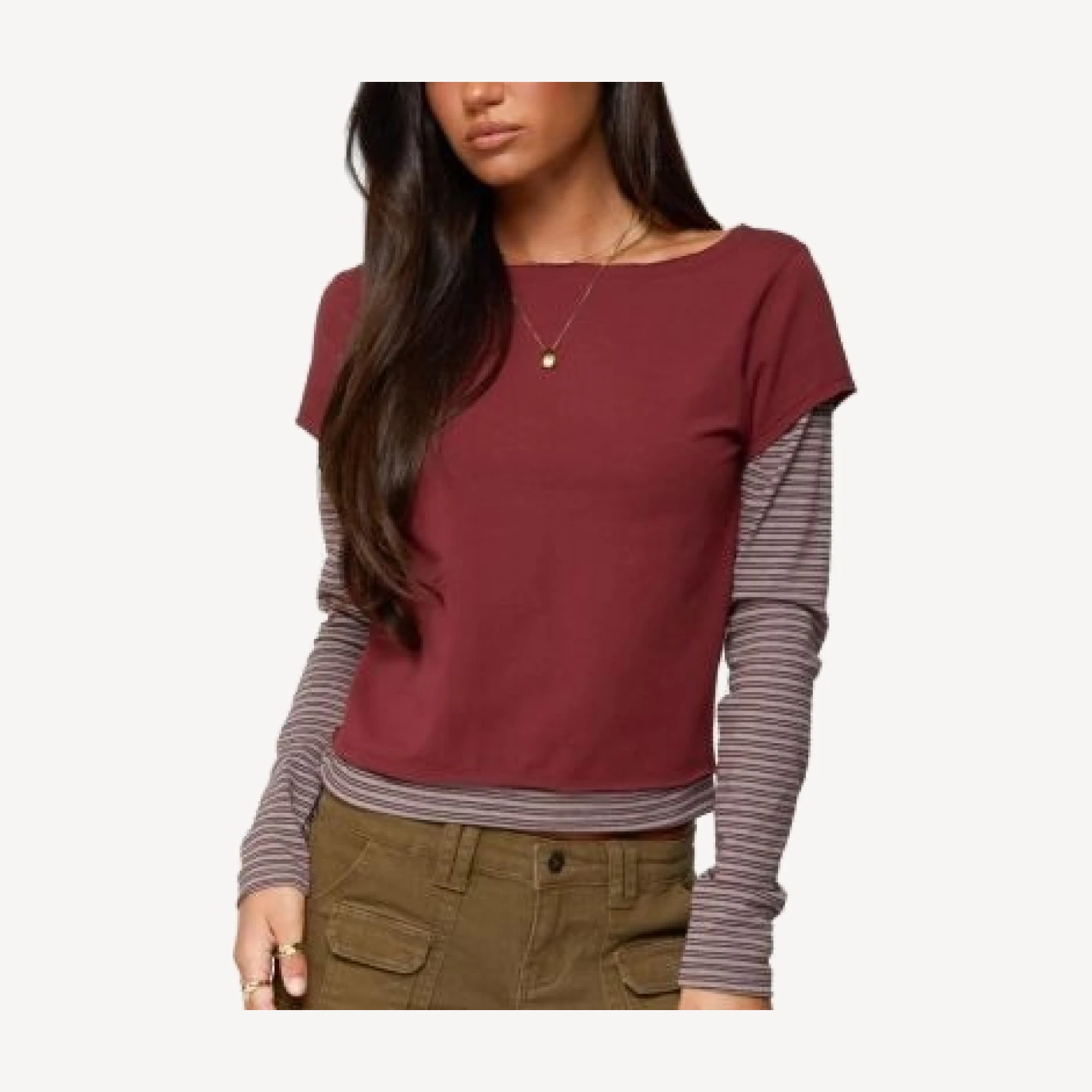 Edikted Layered Stripey Long Sleeve T Shirt